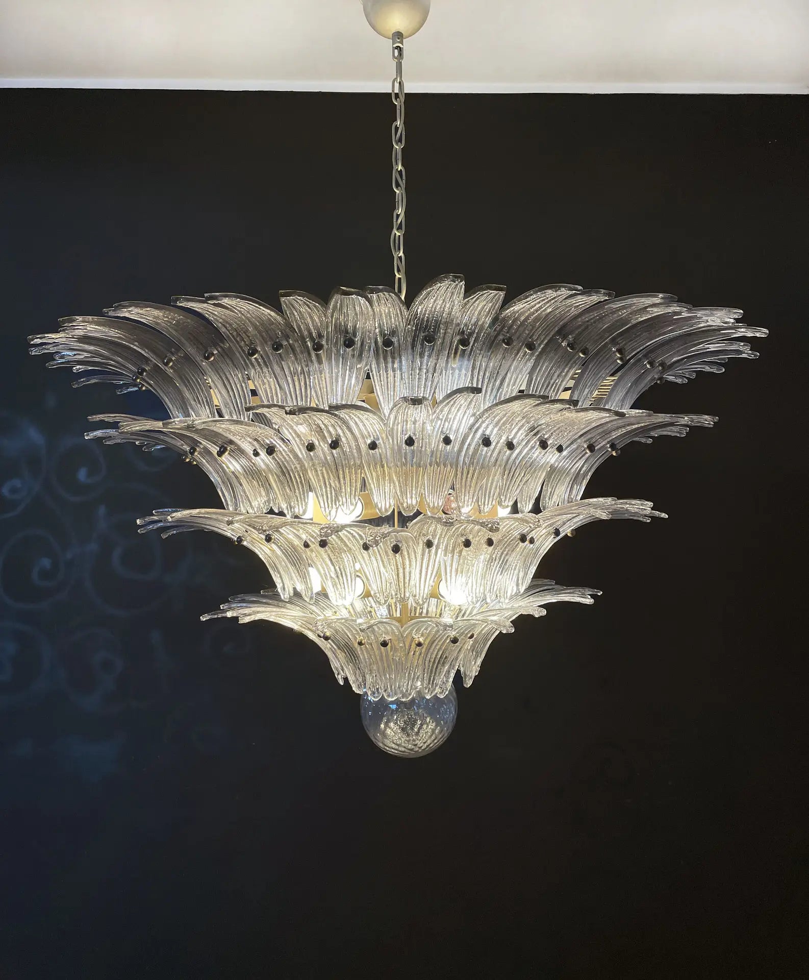 Murano Kroonluchter – 163 Gerookte Palmetteglazen – detail 6 – Murano Classics