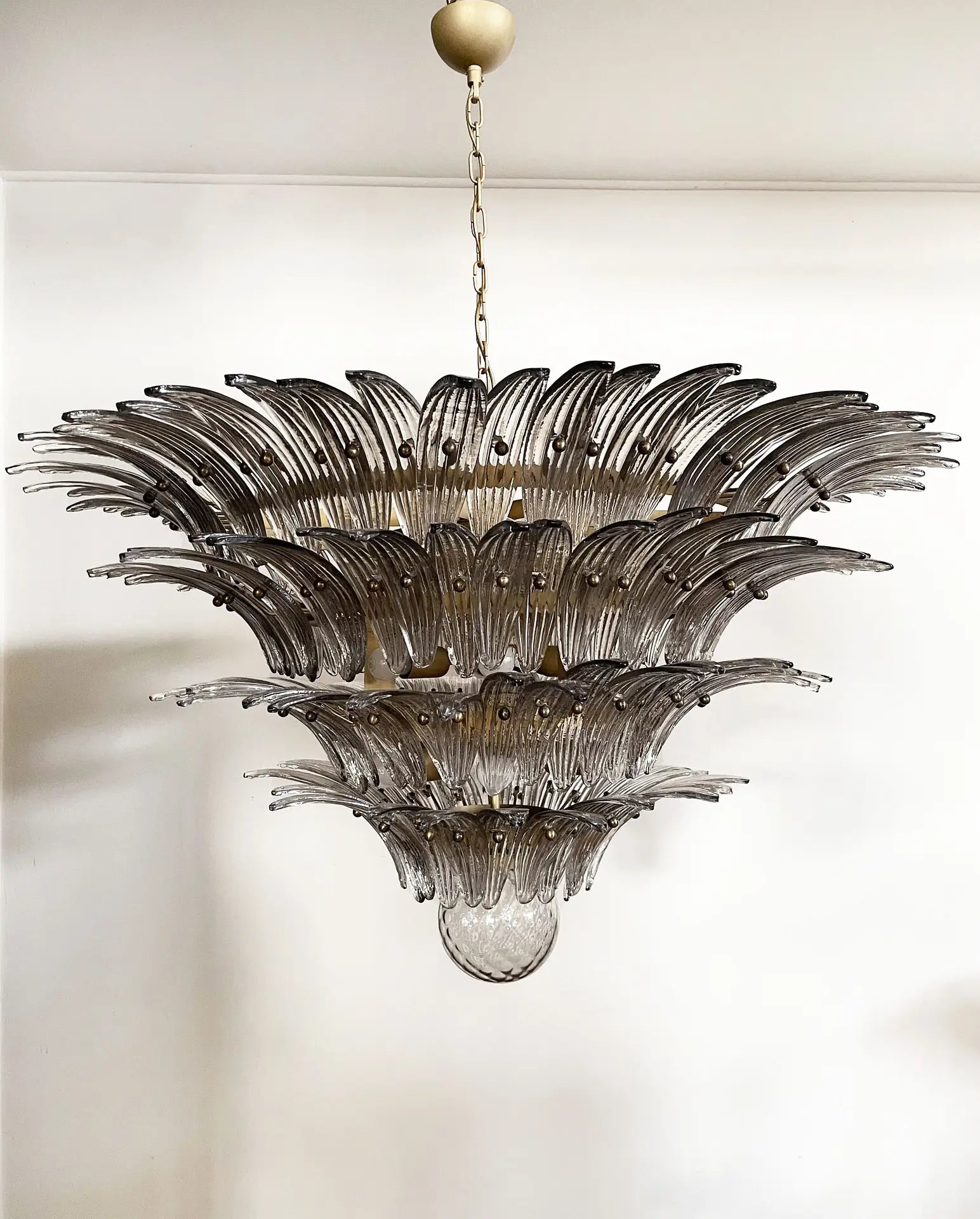 Murano Kroonluchter – 163 Gerookte Palmetteglazen – detail 11 – Murano Classics