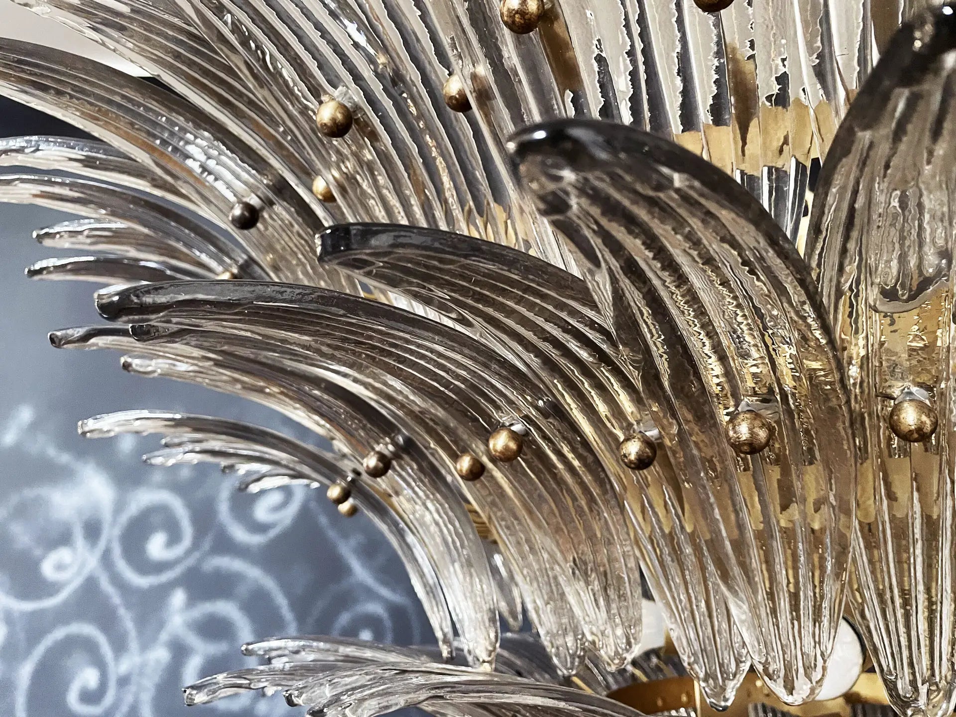 Murano Kroonluchter – 163 Gerookte Palmetteglazen – detail 10 – Murano Classics