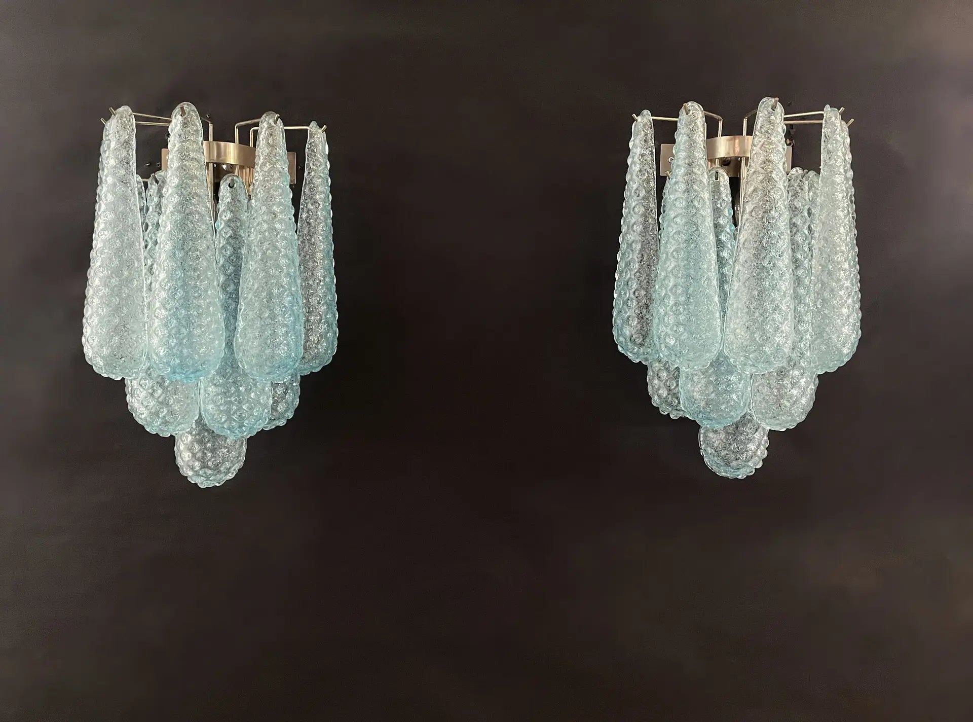 Murano Wall Lamp – 10 Blue Drop Glass – Set of 2 – detail 8 – Murano Classics