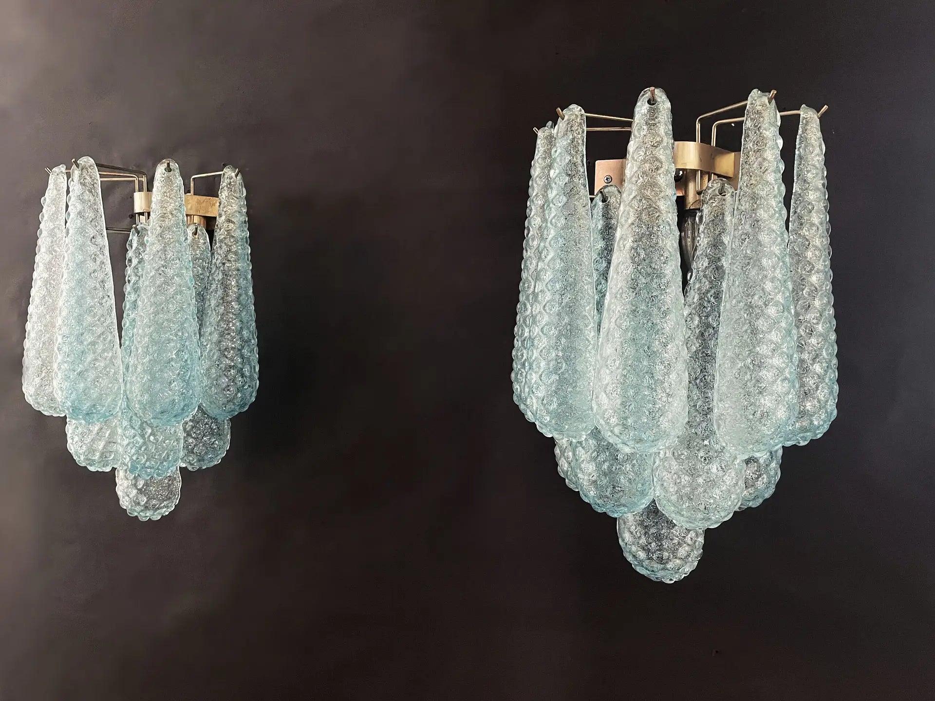 Murano Wall Lamp – 10 Blue Drop Glass – Set of 2 – detail 2 – Murano Classics