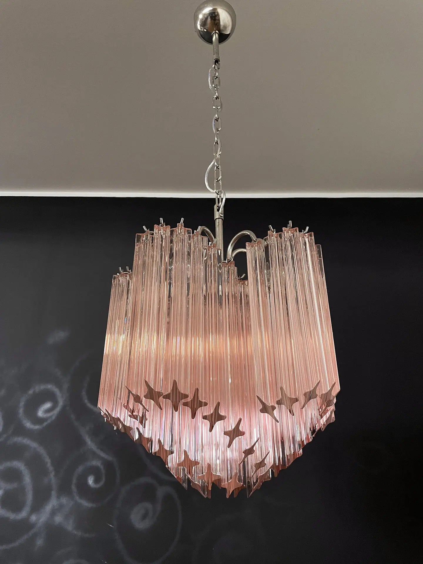 Murano Kroonluchter | 60 Roze Prisma Glas