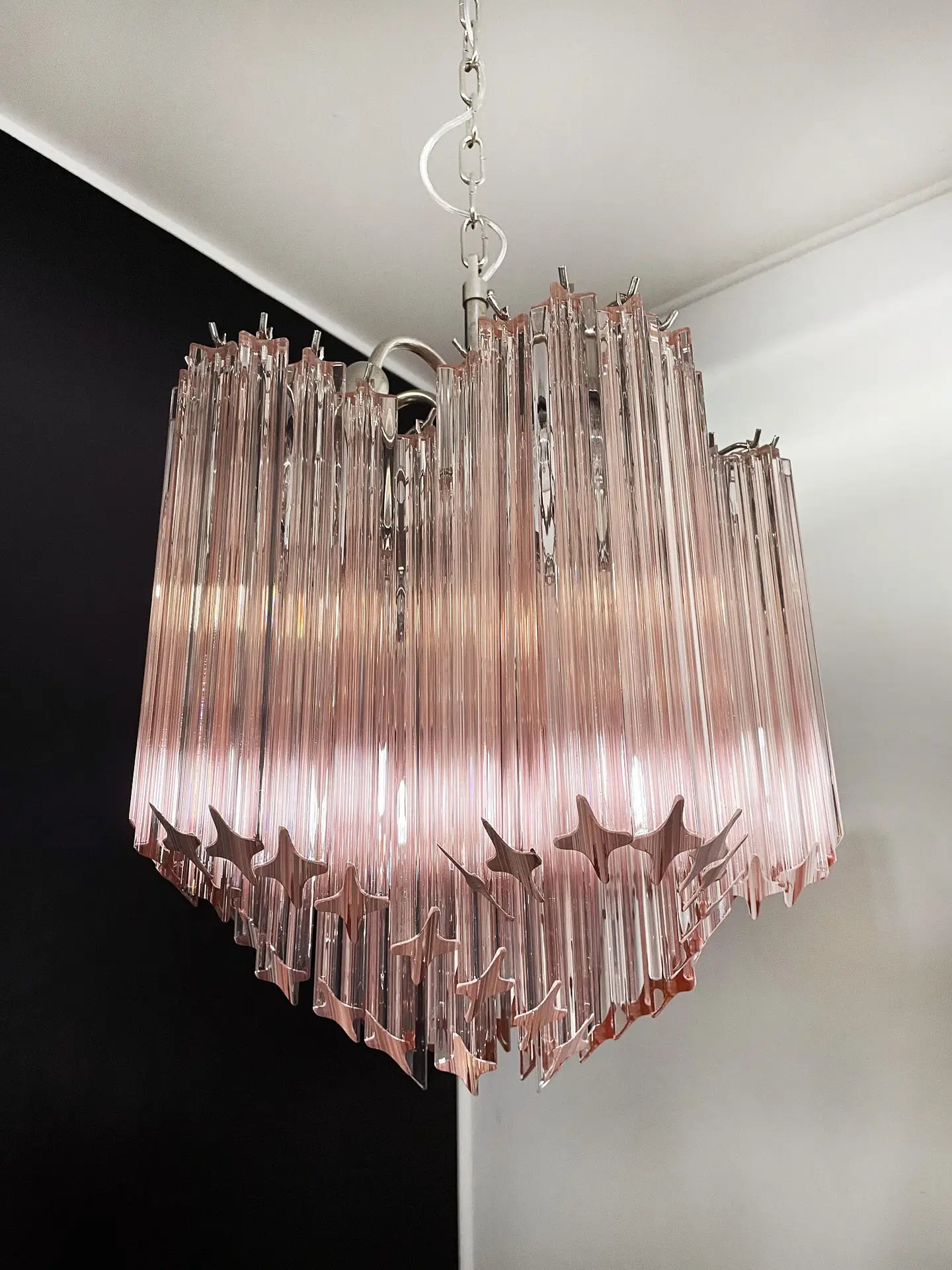 Murano Kroonluchter | 60 Roze Prisma Glas