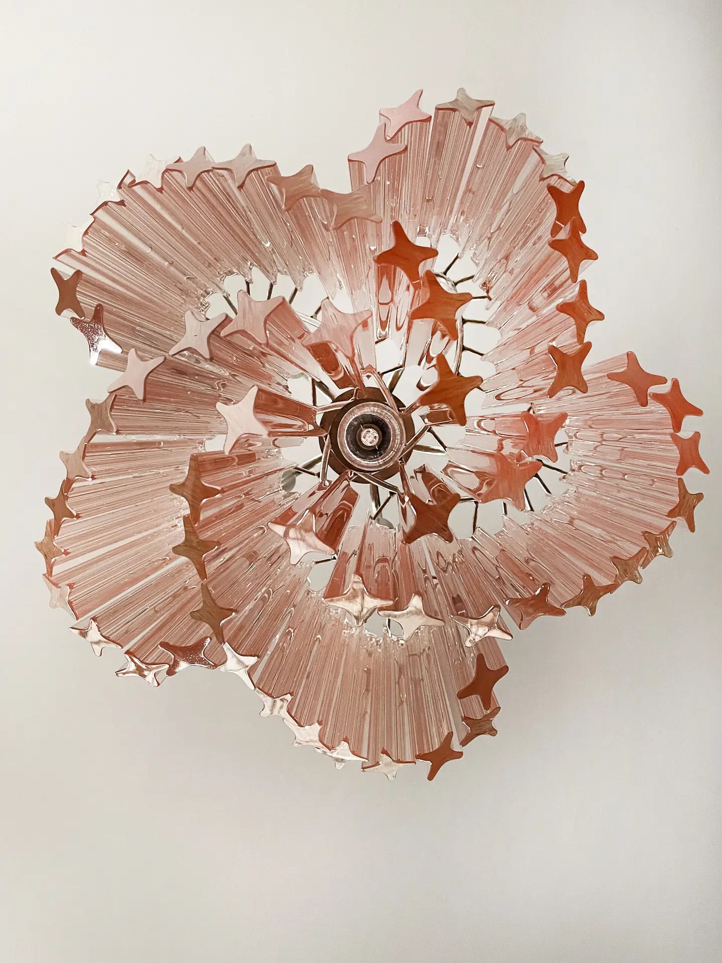 Murano Kroonluchter | 60 Roze Prisma Glas