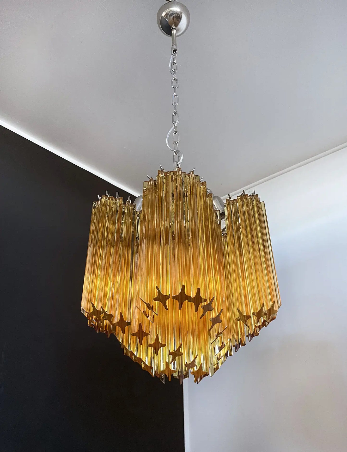 Murano-kroonluchter | 60 Gele Prisma Glas