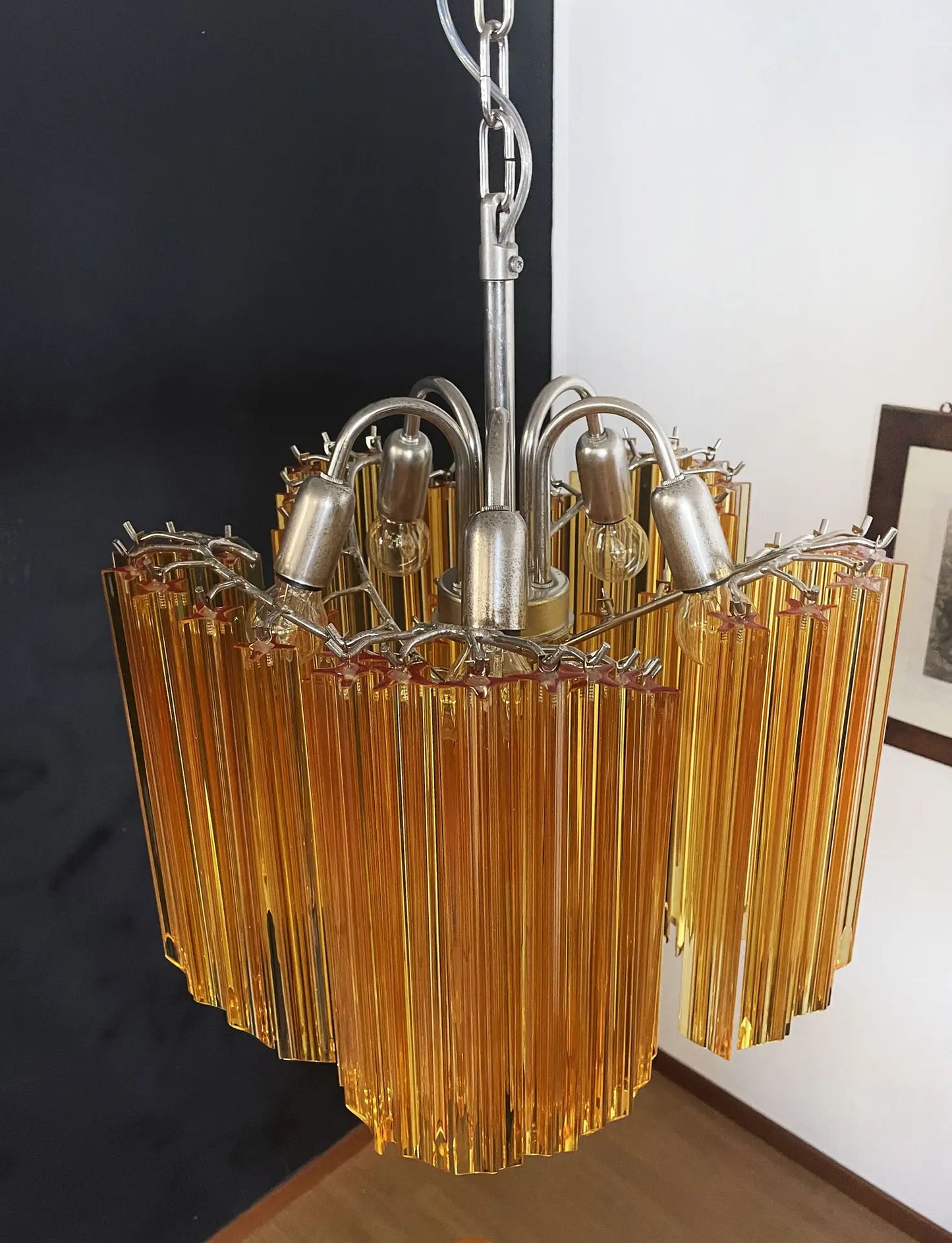 Murano-kroonluchter | 60 Gele Prisma Glas