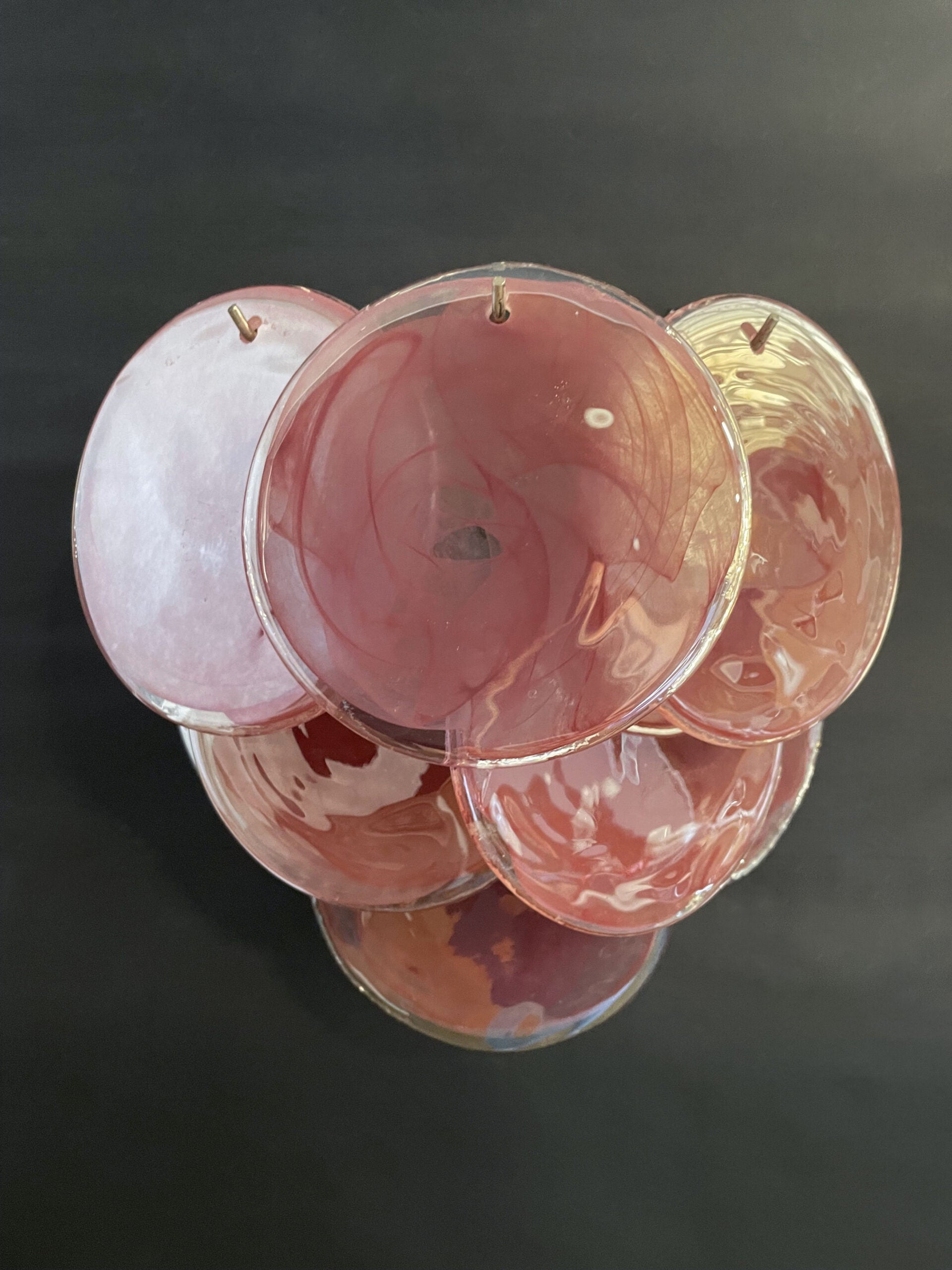 Murano Wall Lamp – 10 Alabaster Pink Disc Glass – Set of 2 – Murano Classics