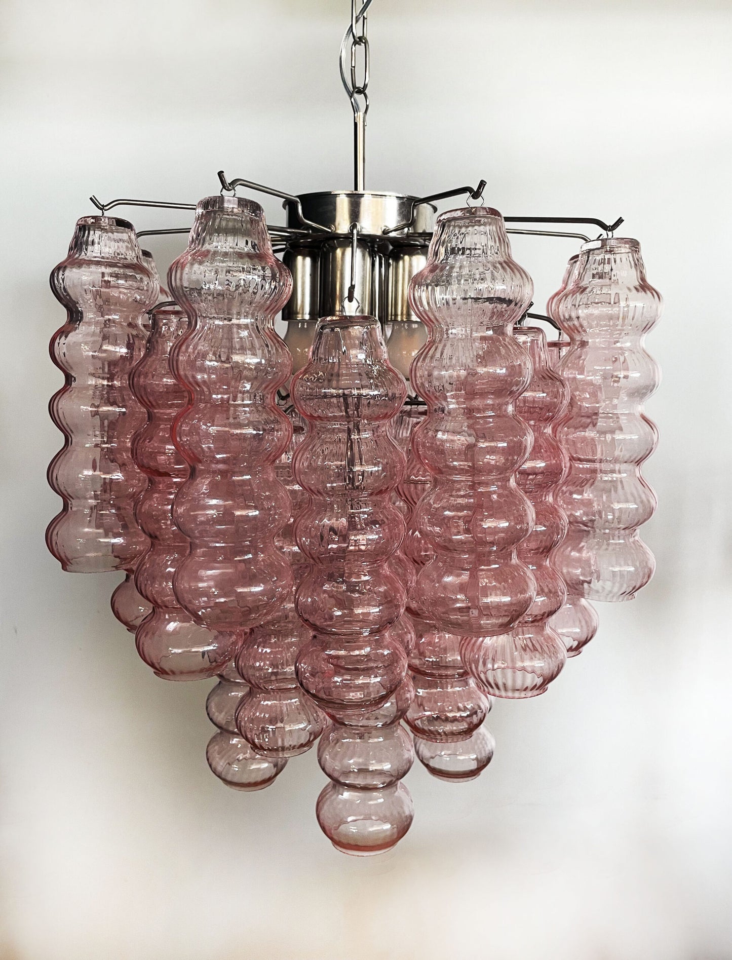 Lampadario Murano | 26 Tubo di Vetro Rosa