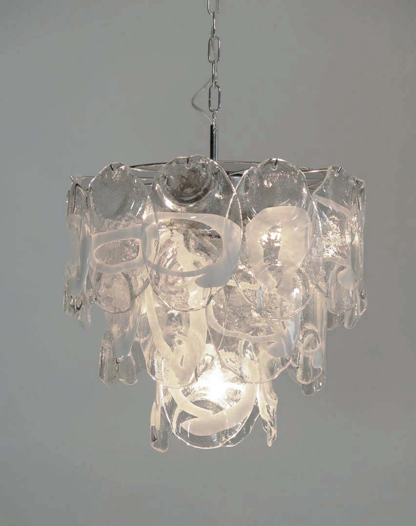Murano Chandelier – 23 Clear White Crostoli Glass – detail 8 – Murano Classics