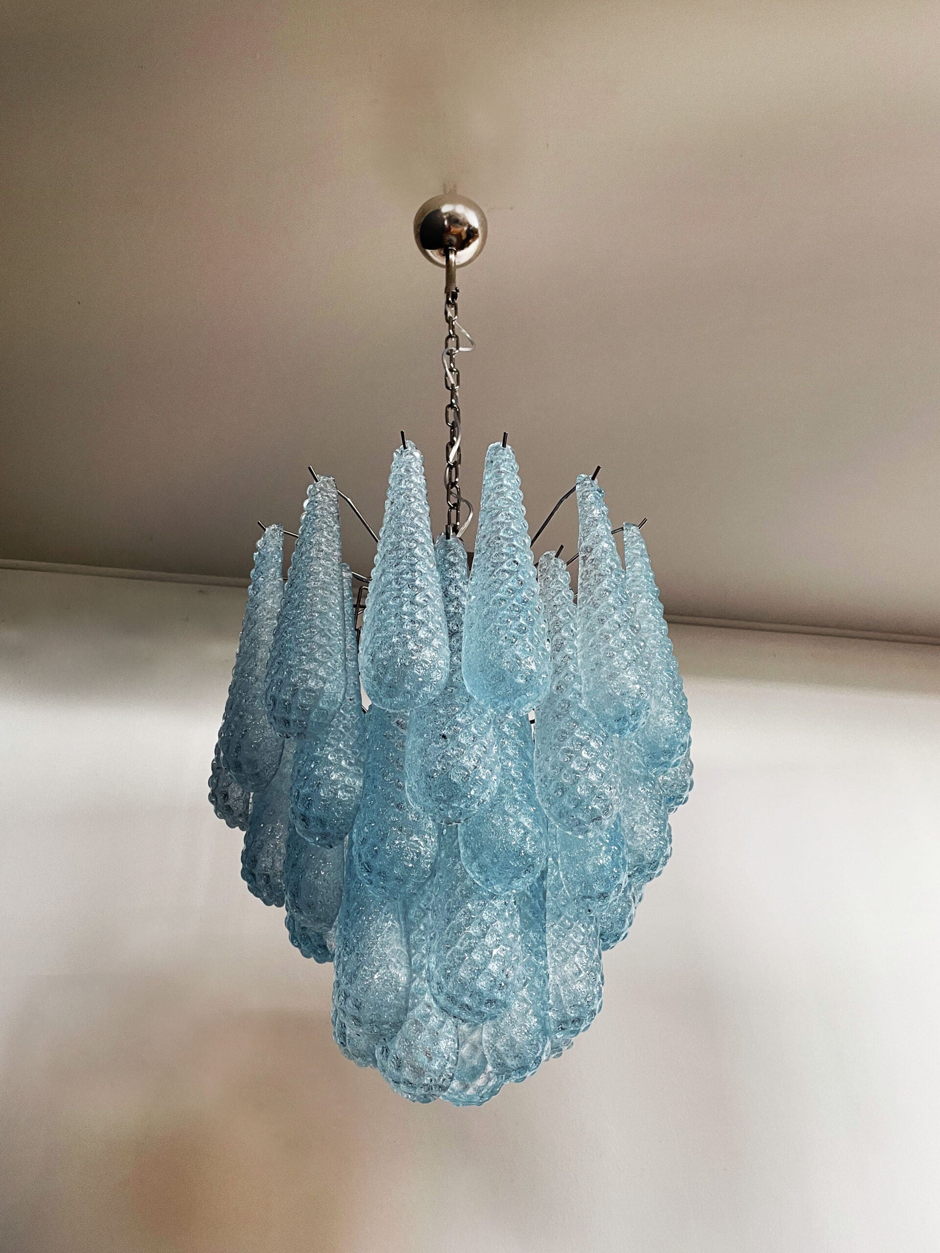Murano Lysekrone – 41 Blå Dråpeglass – Murano Classics