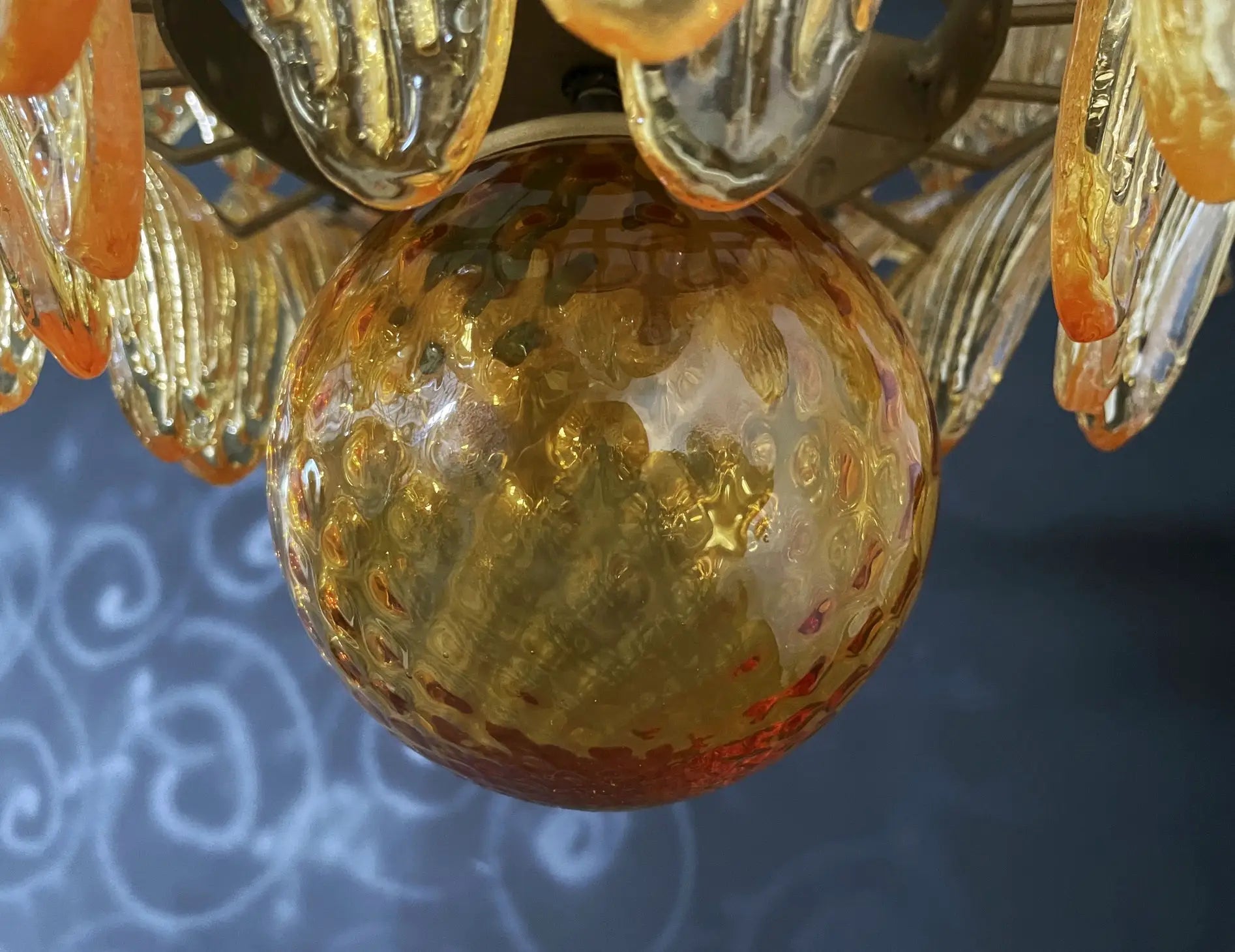 Murano Chandelier – 58 Yellow Palmette Glass – detail 7 – Murano Classics