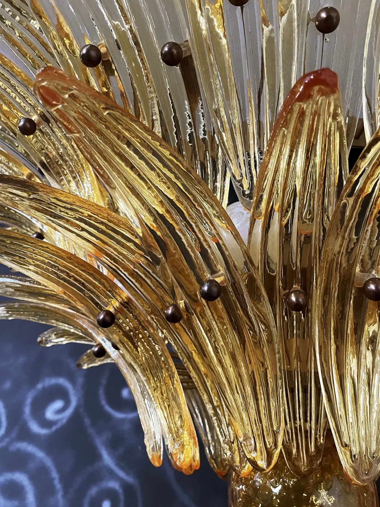 Murano Chandelier – 58 Yellow Palmette Glass – detail 3 – Murano Classics