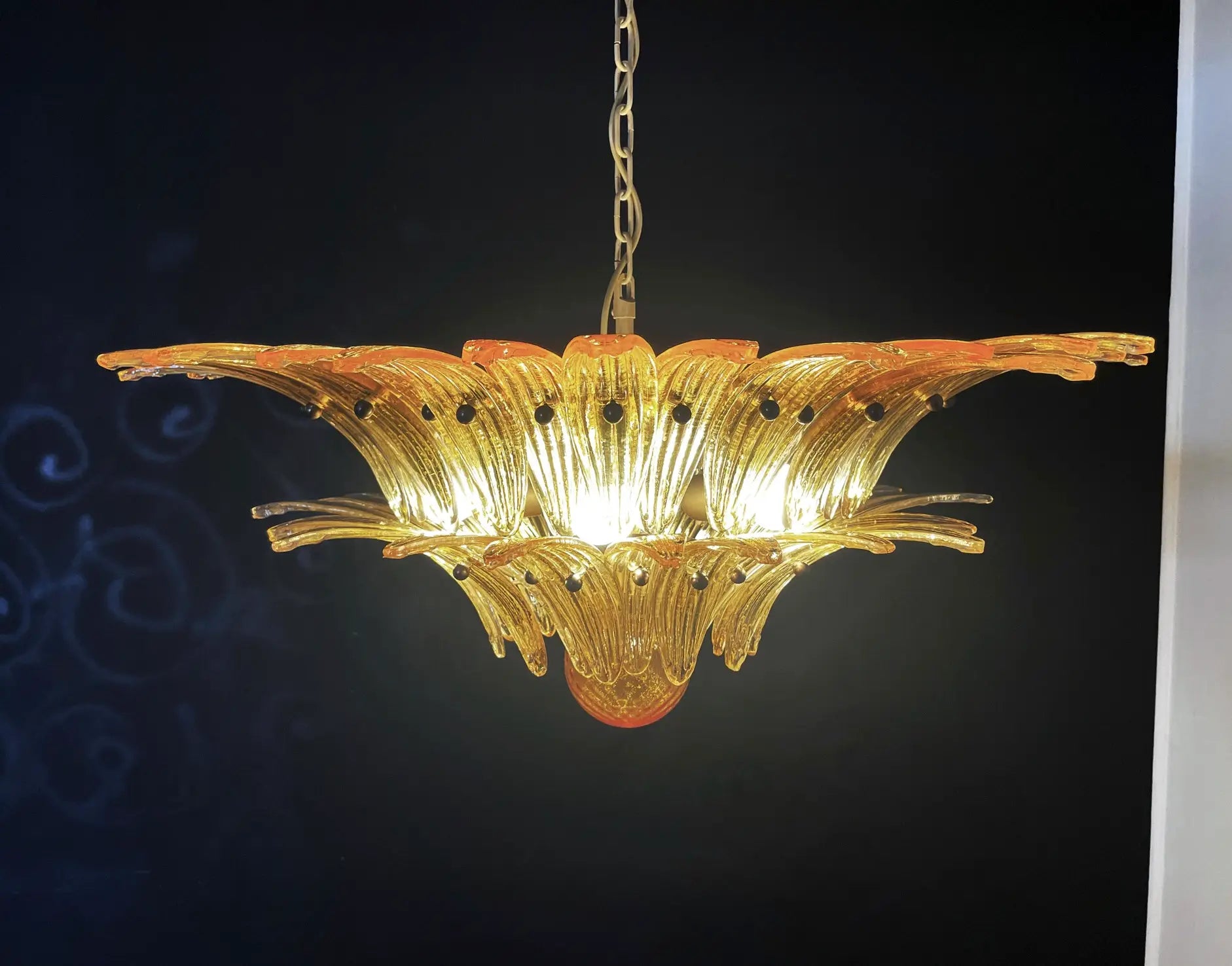 Murano Chandelier – 58 Yellow Palmette Glass – detail 6 – Murano Classics