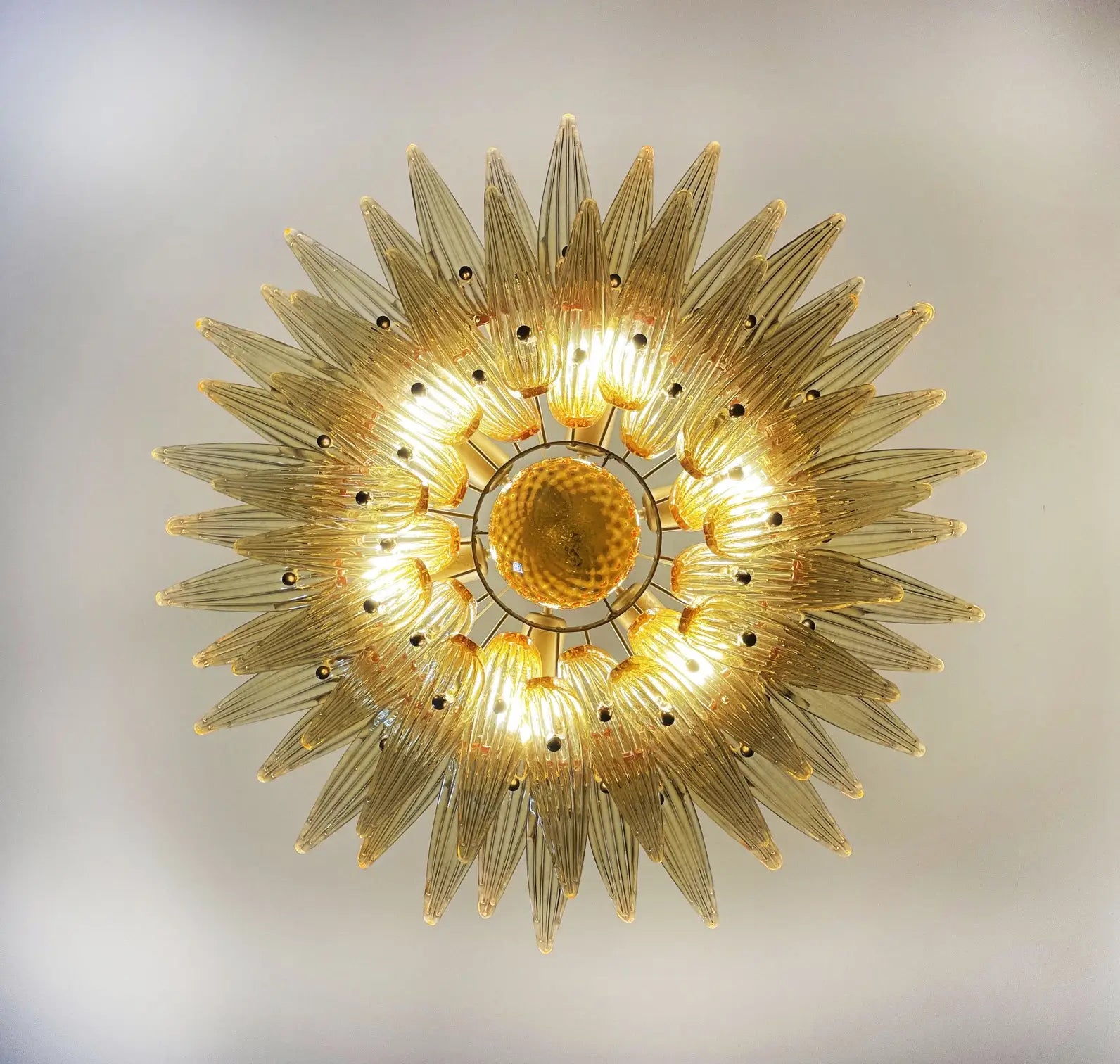 Murano Chandelier – 58 Yellow Palmette Glass – detail 8 – Murano Classics