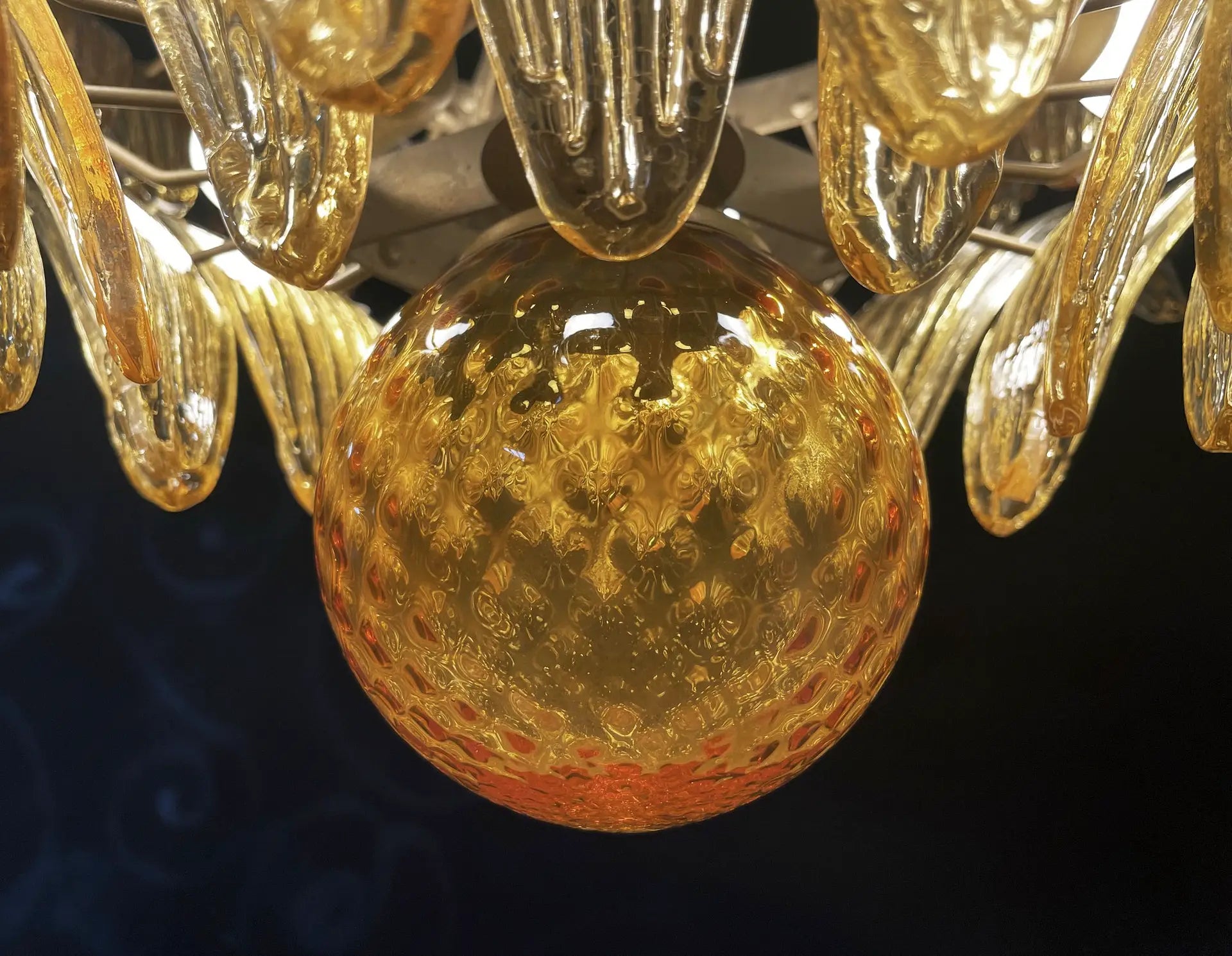 Murano Chandelier – 58 Yellow Palmette Glass – detail 5 – Murano Classics