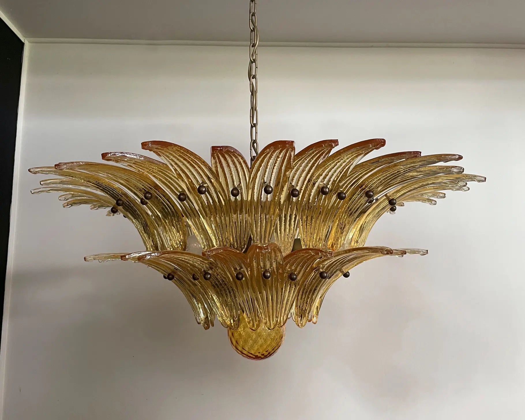 Murano Chandelier | 58 Yellow Palmette Glass