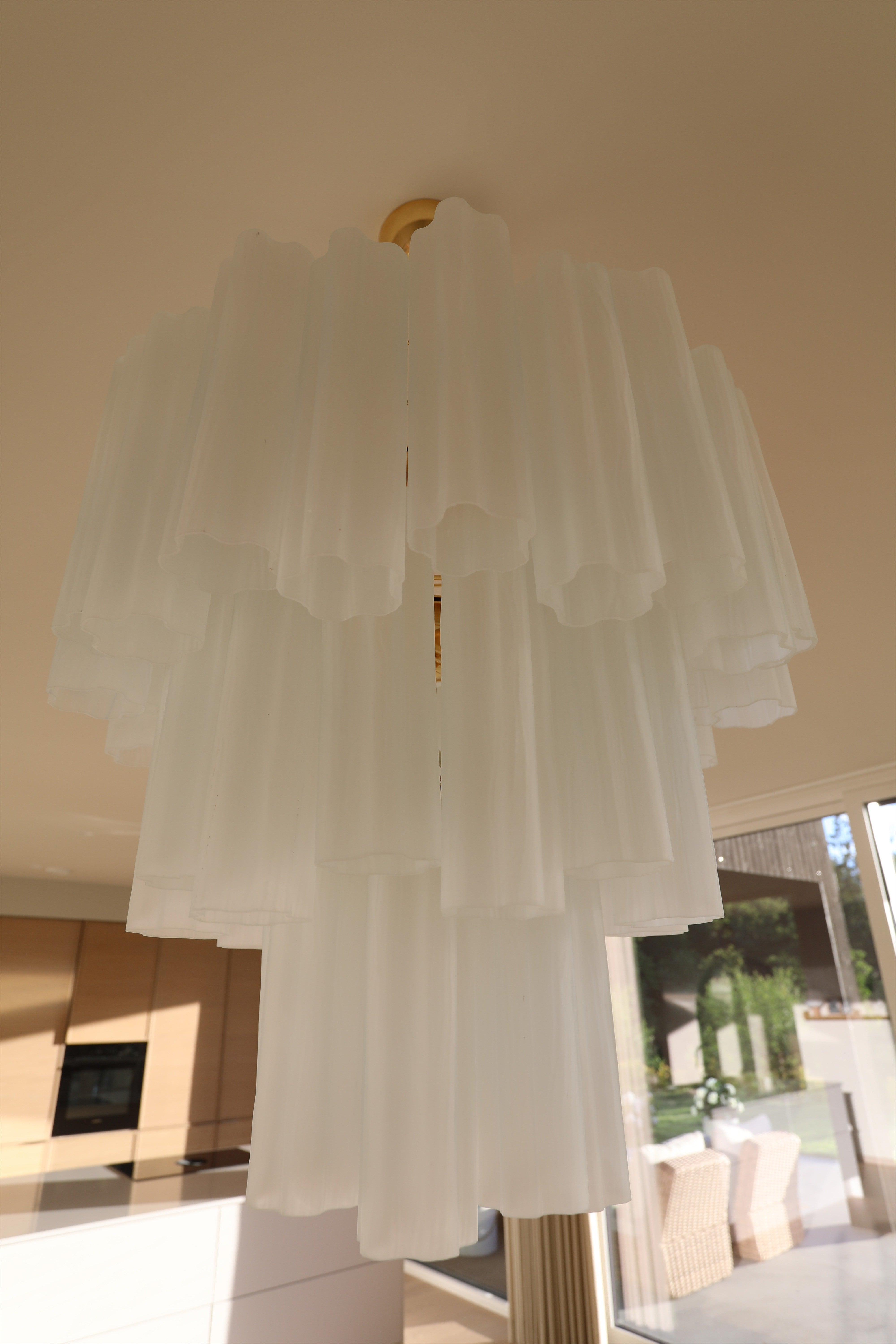 Murano Chandelier | 48 Matte White Glass Tubes