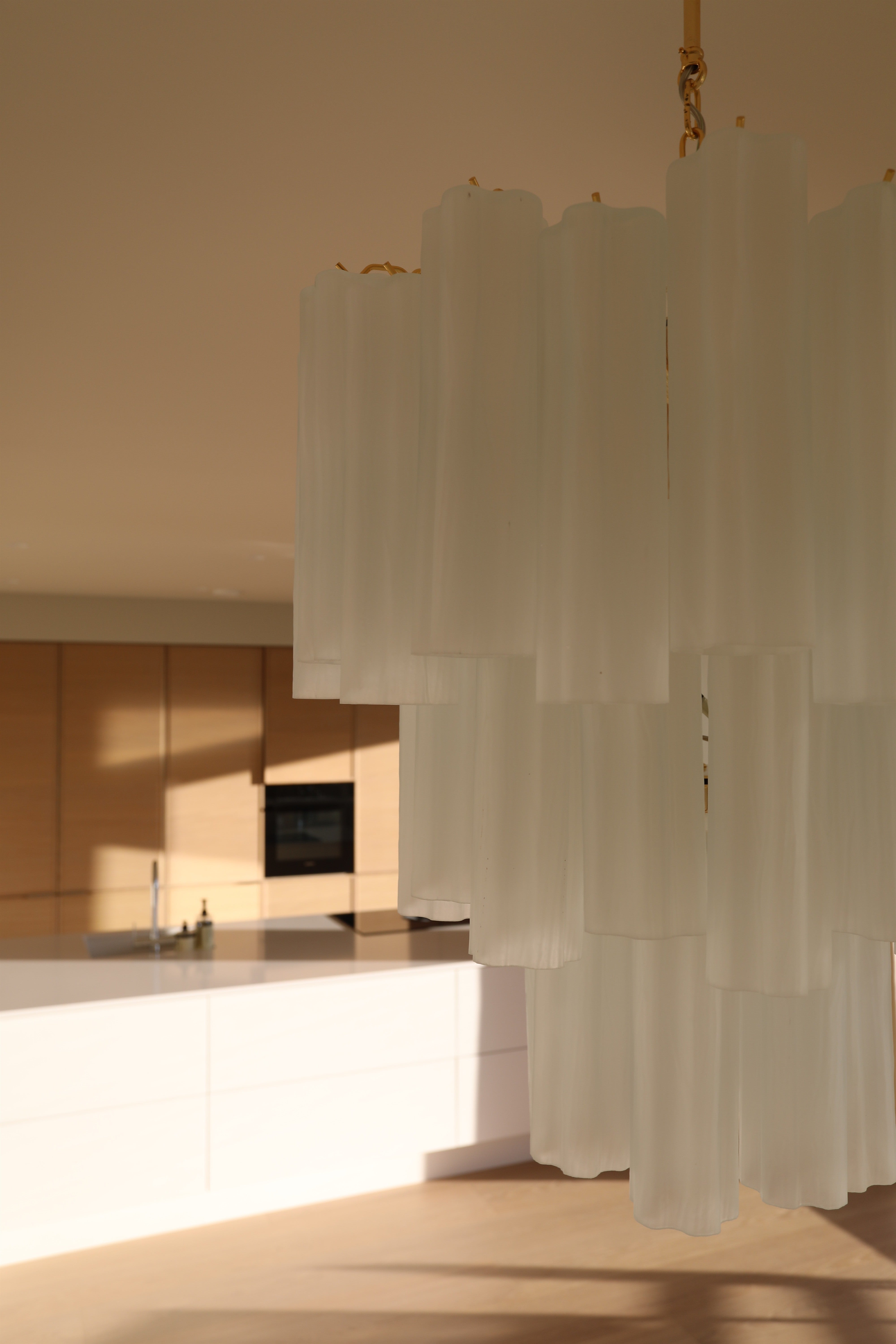 Murano Chandelier | 48 Matte White Glass Tubes