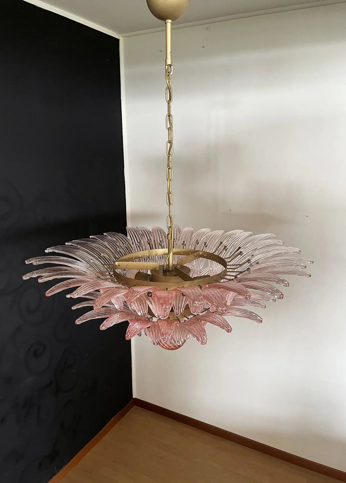 Murano Chandelier – 58 Pink Palmette Glass – detail 10 – Murano Classics
