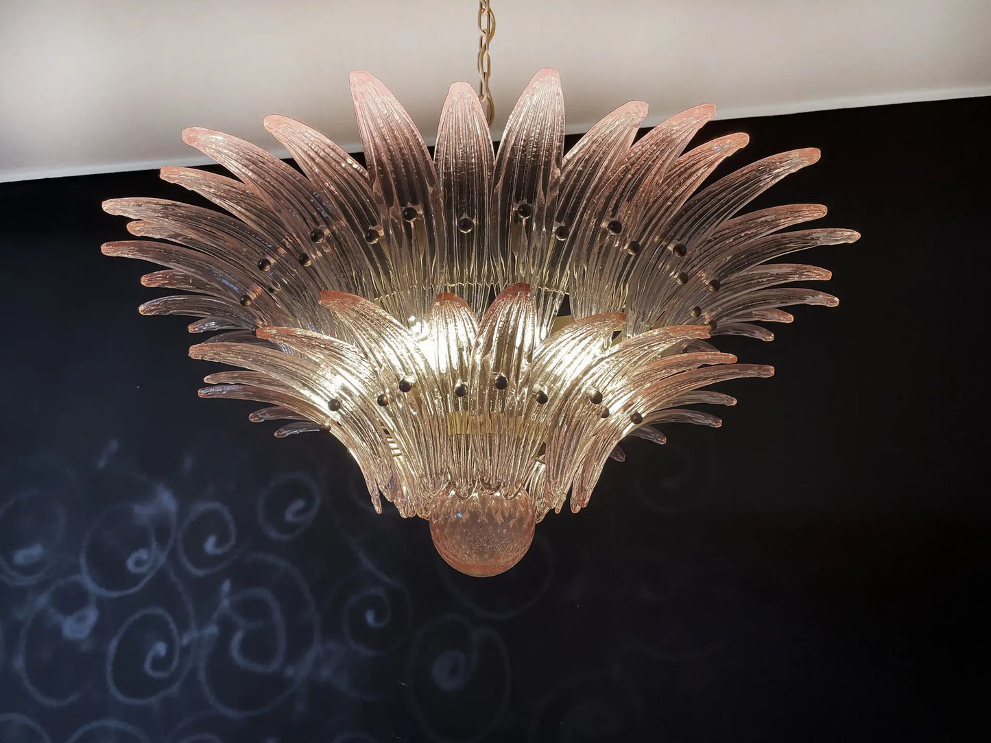 Murano Kroonluchter | 58 Roze Palmette Glas