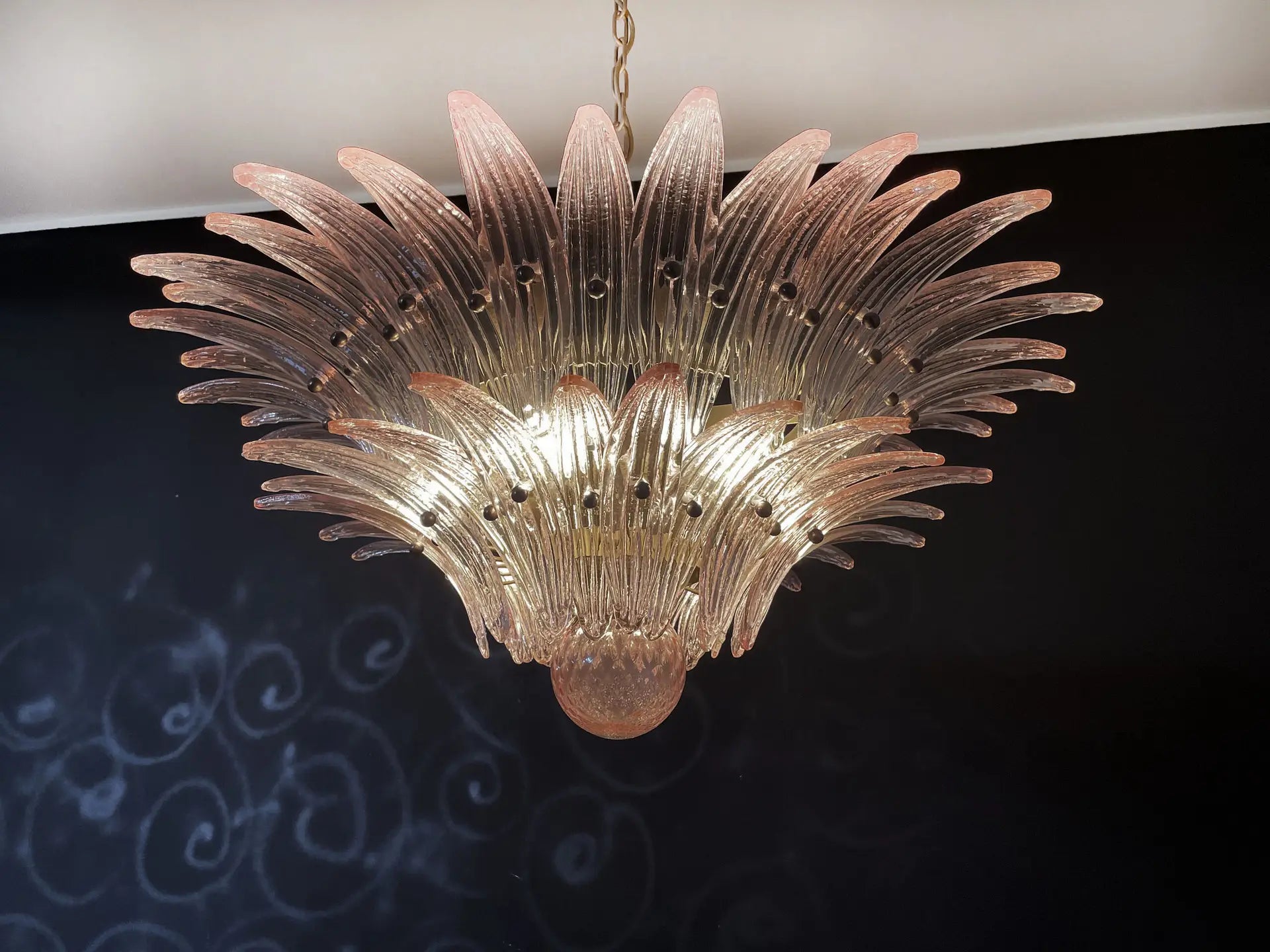 Murano Chandelier | 58 Pink Palmette Glass
