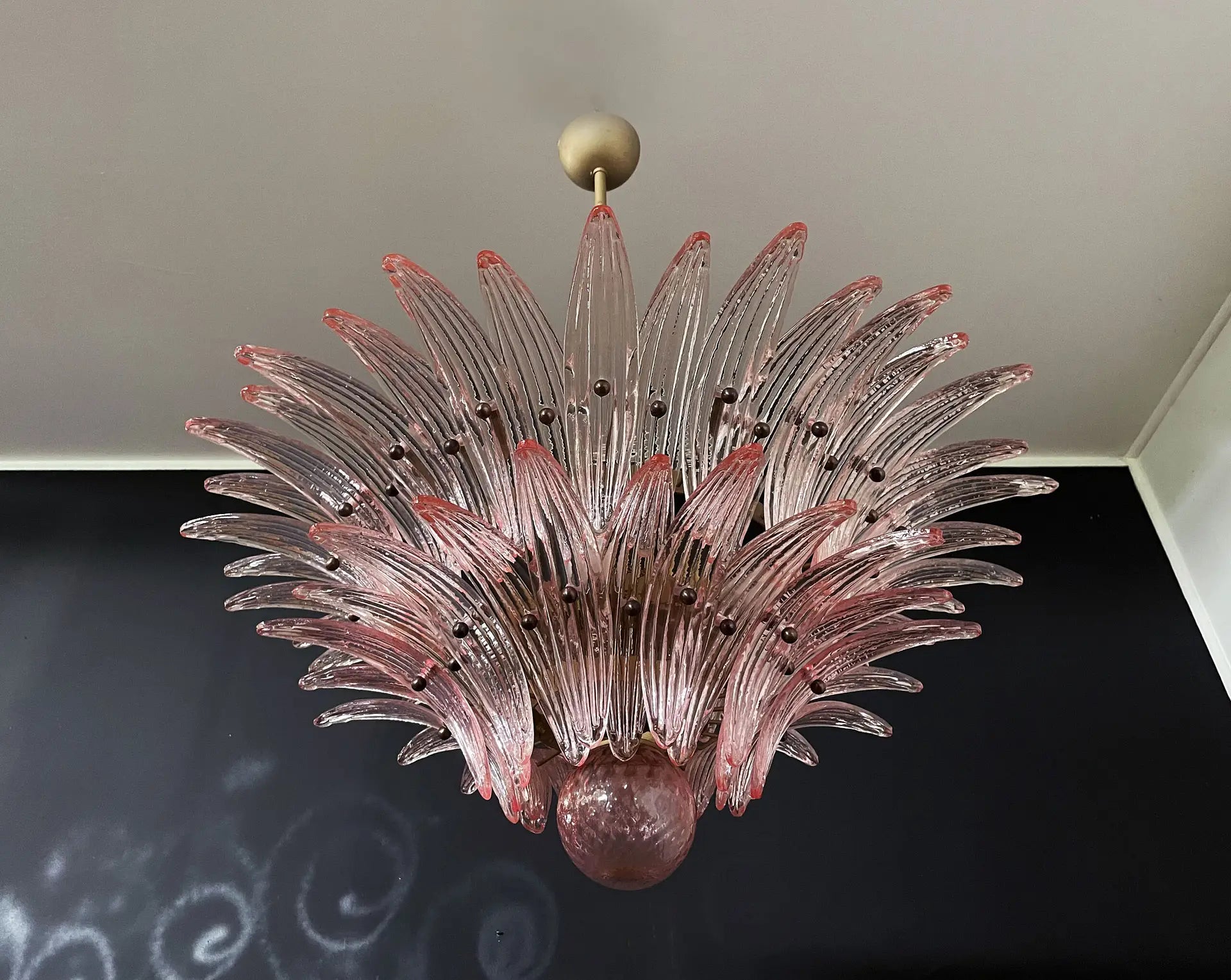 Murano Chandelier – 58 Pink Palmette Glass – detail 3 – Murano Classics
