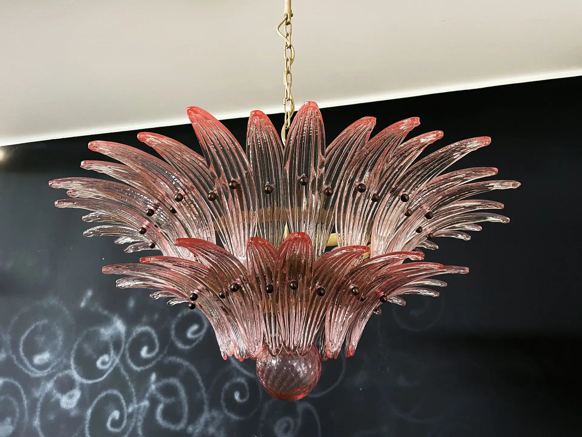 Murano Chandelier | 58 Pink Palmette Glass