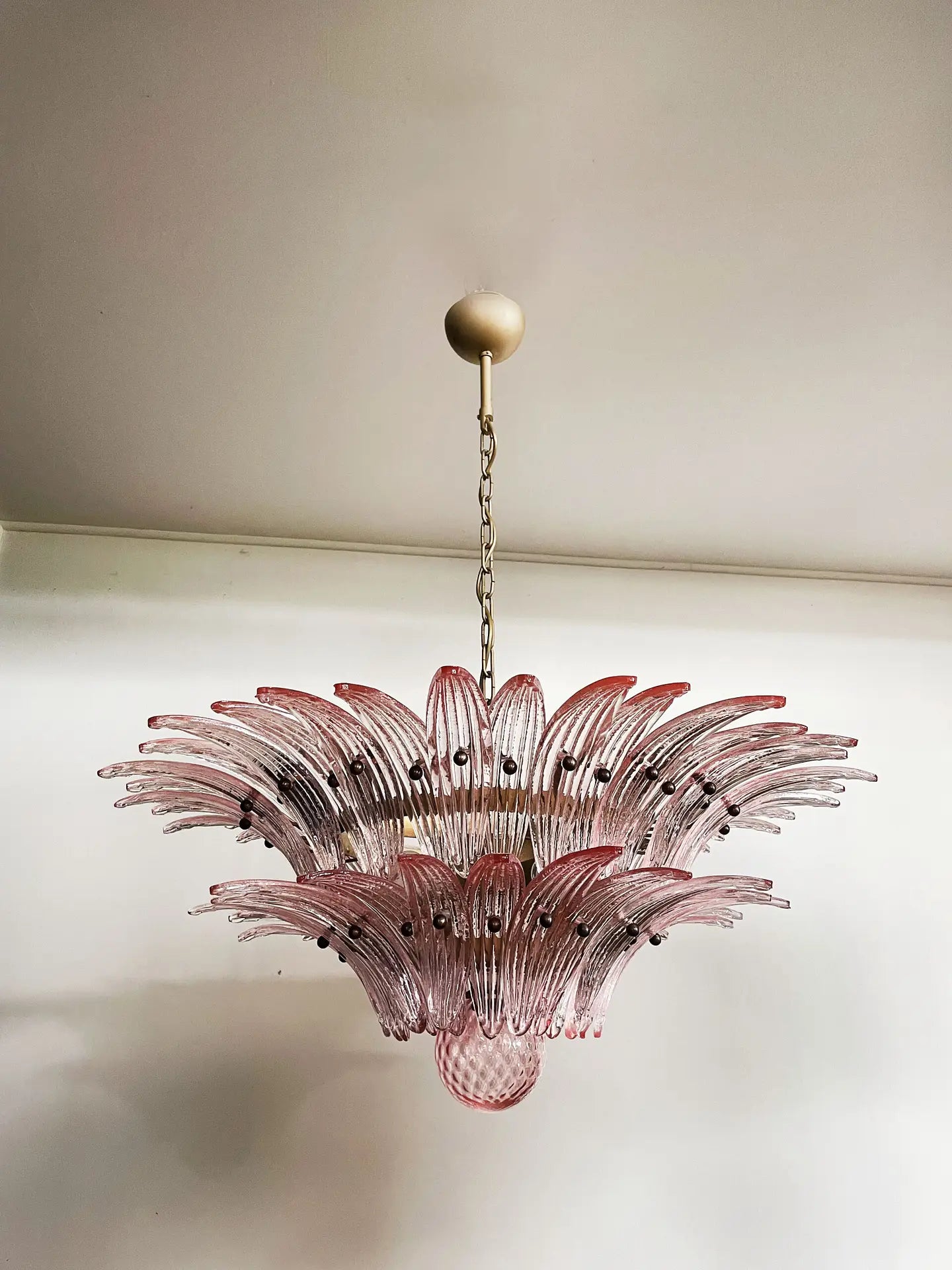 Murano Chandelier | 58 Pink Palmette Glass