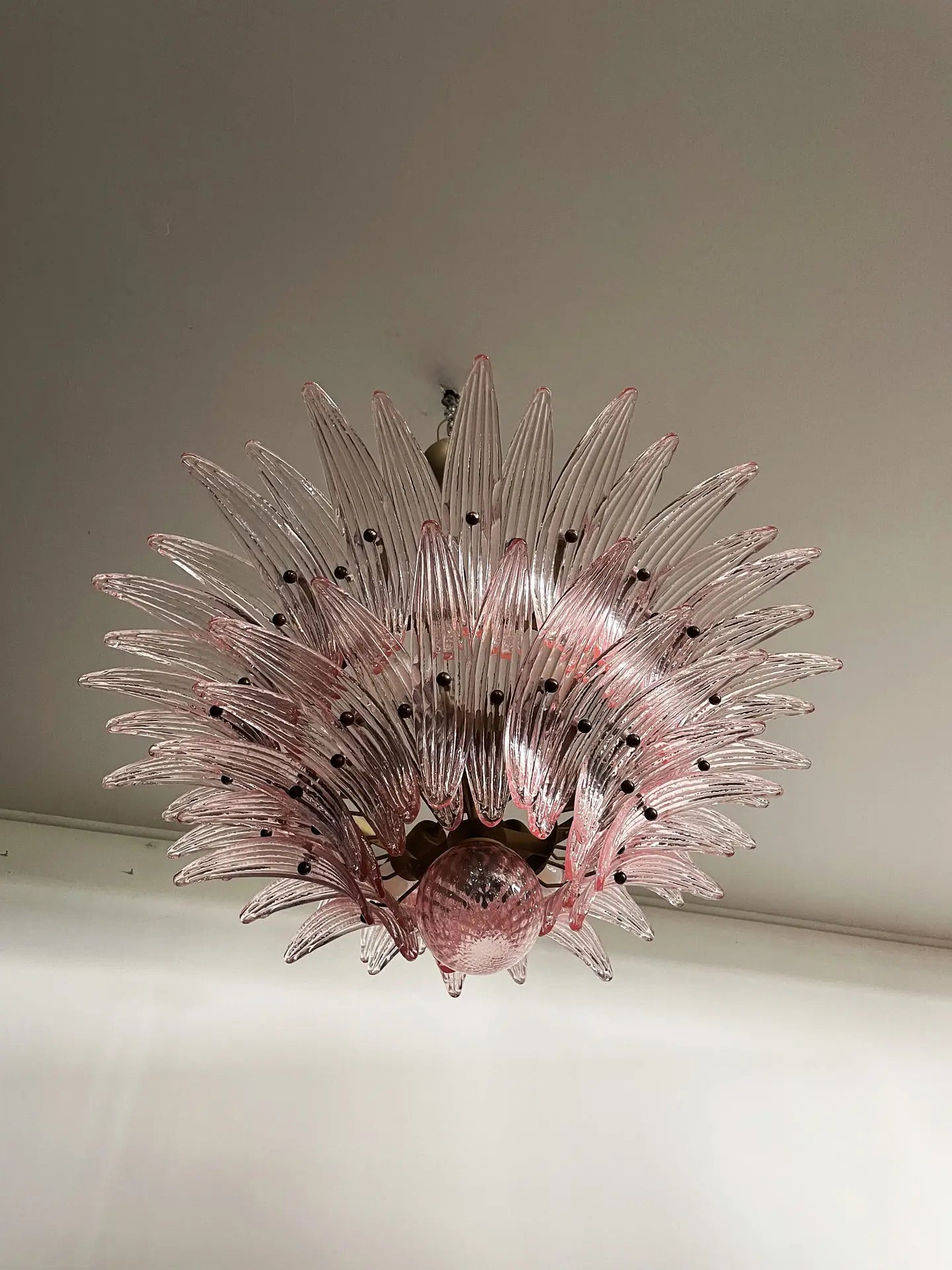 Murano Chandelier – 58 Pink Palmette Glass – detail 11 – Murano Classics