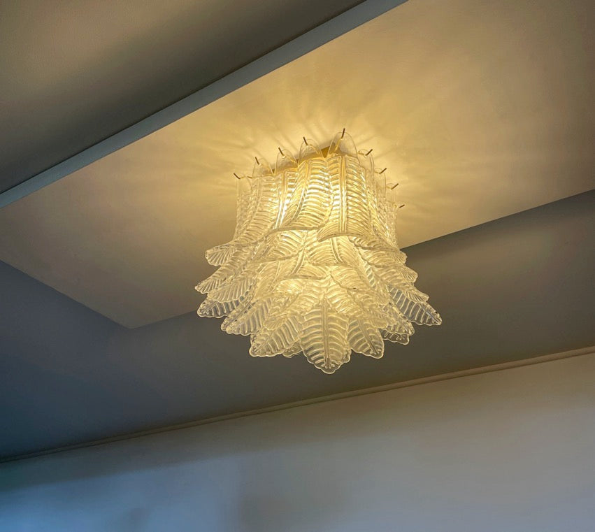 Murano Chandelier – 32 Clear Felci Glass – detail 7 – Murano Classics