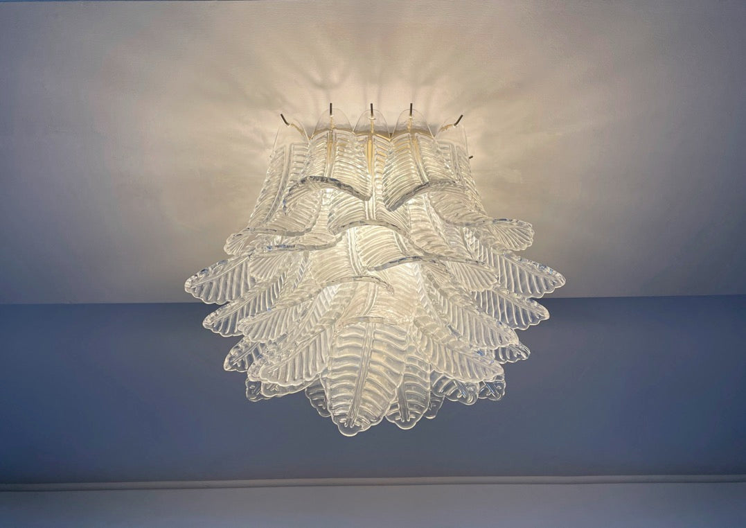 Murano Chandelier – 32 Clear Felci Glass – detail 5 – Murano Classics