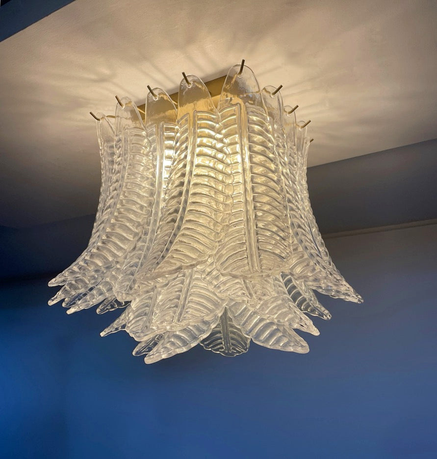 Murano Chandelier – 32 Clear Felci Glass – detail 6 – Murano Classics