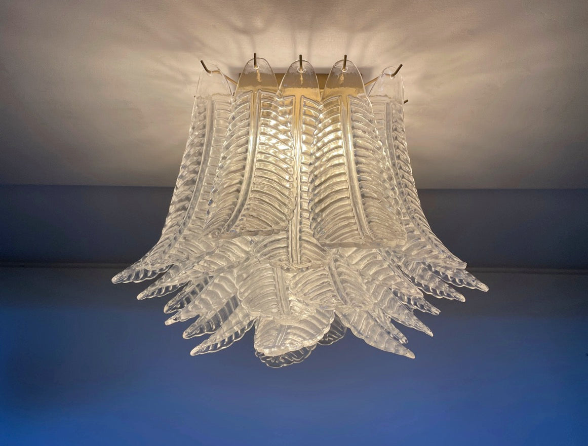Murano Chandelier – 32 Clear Felci Glass – detail 2 – Murano Classics