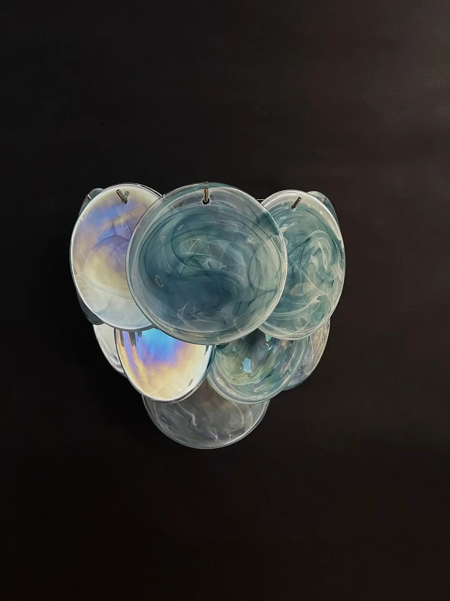 Murano Wall Lamp – 10 Alabaster Blue Disc Glass – Set of 2 – Murano Classics