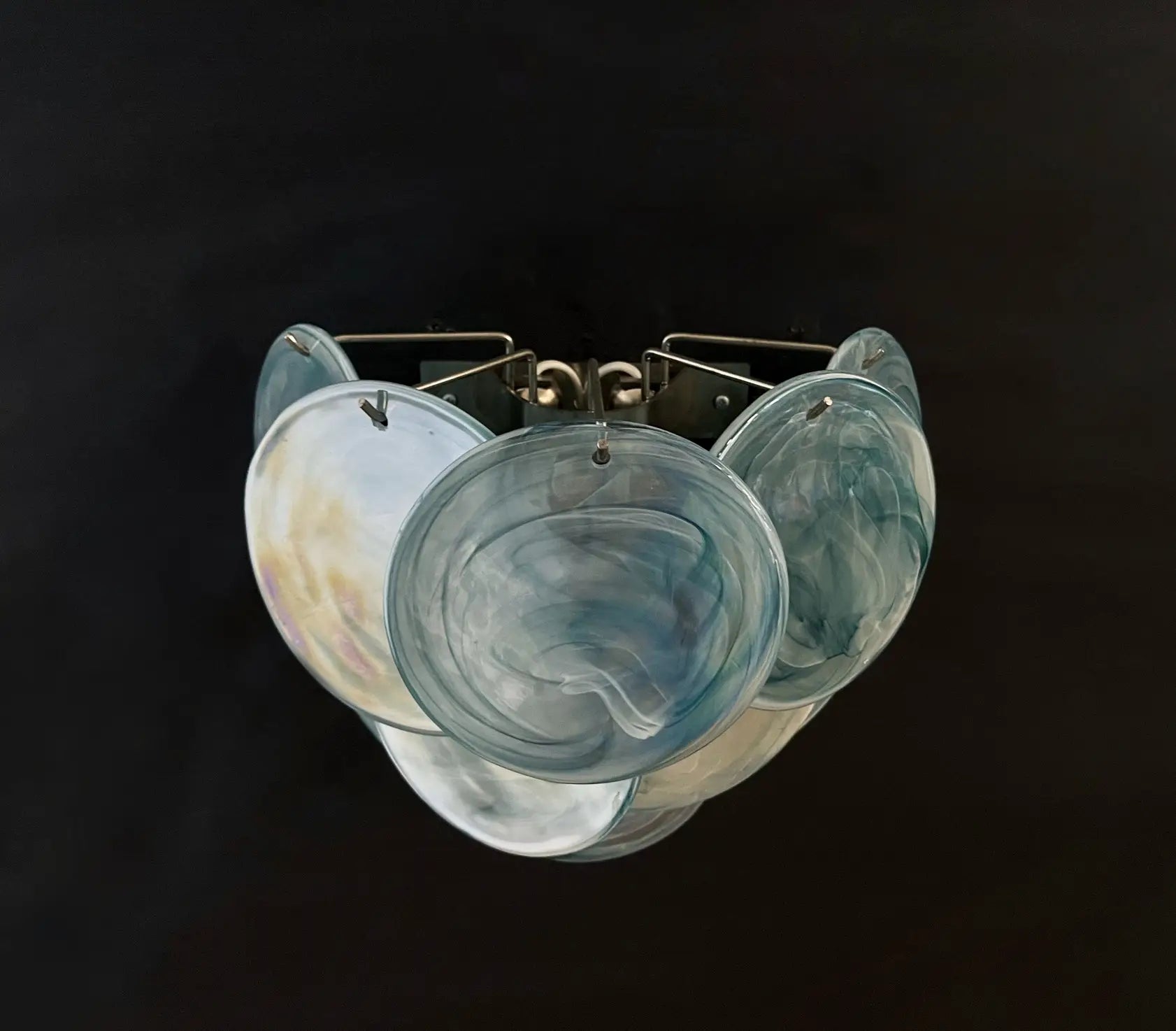 Murano Wall Lamp – 10 Alabaster Blue Disc Glass – Set of 2 – detail 6 – Murano Classics