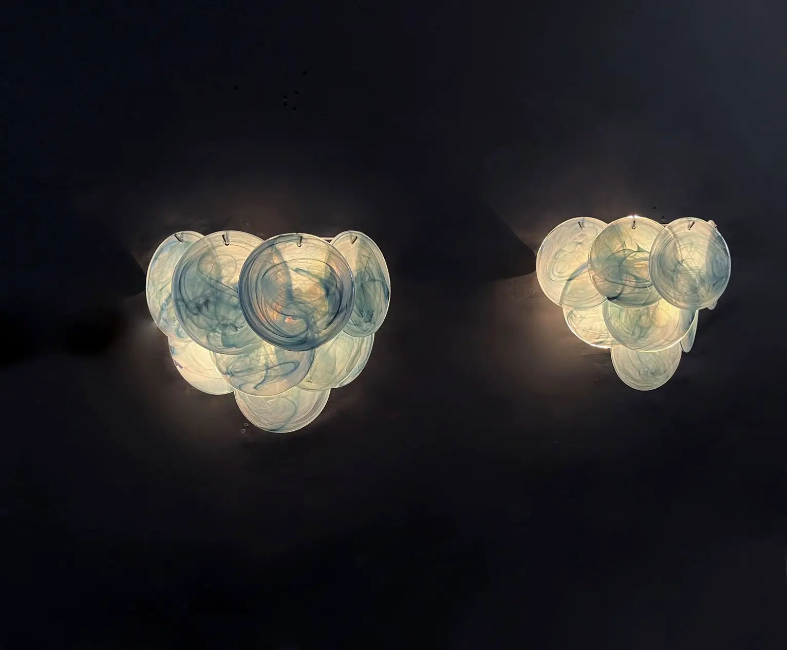 Murano Wall Lamp – 10 Alabaster Blue Disc Glass – Set of 2 – detail 4 – Murano Classics