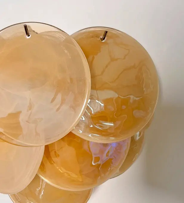 Lampada Murano da Parete | 10 Dischi in Vetro Alabastro e Oro