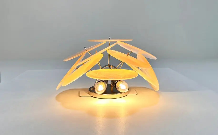 Lampada Murano da Parete | 10 Dischi in Vetro Alabastro e Oro