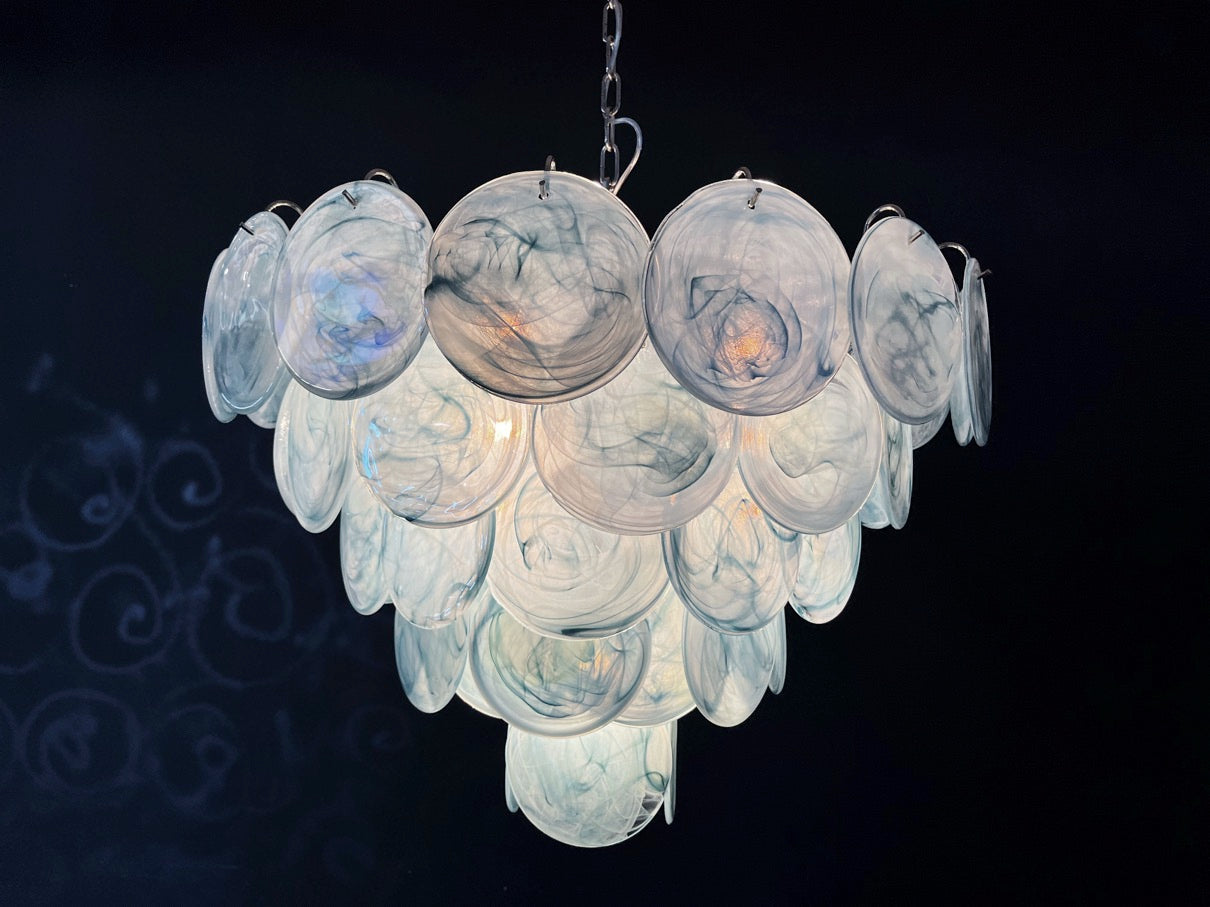 Murano Chandelier – 57 Blue Alabaster Disc Glass – detail 4 – Murano Classics