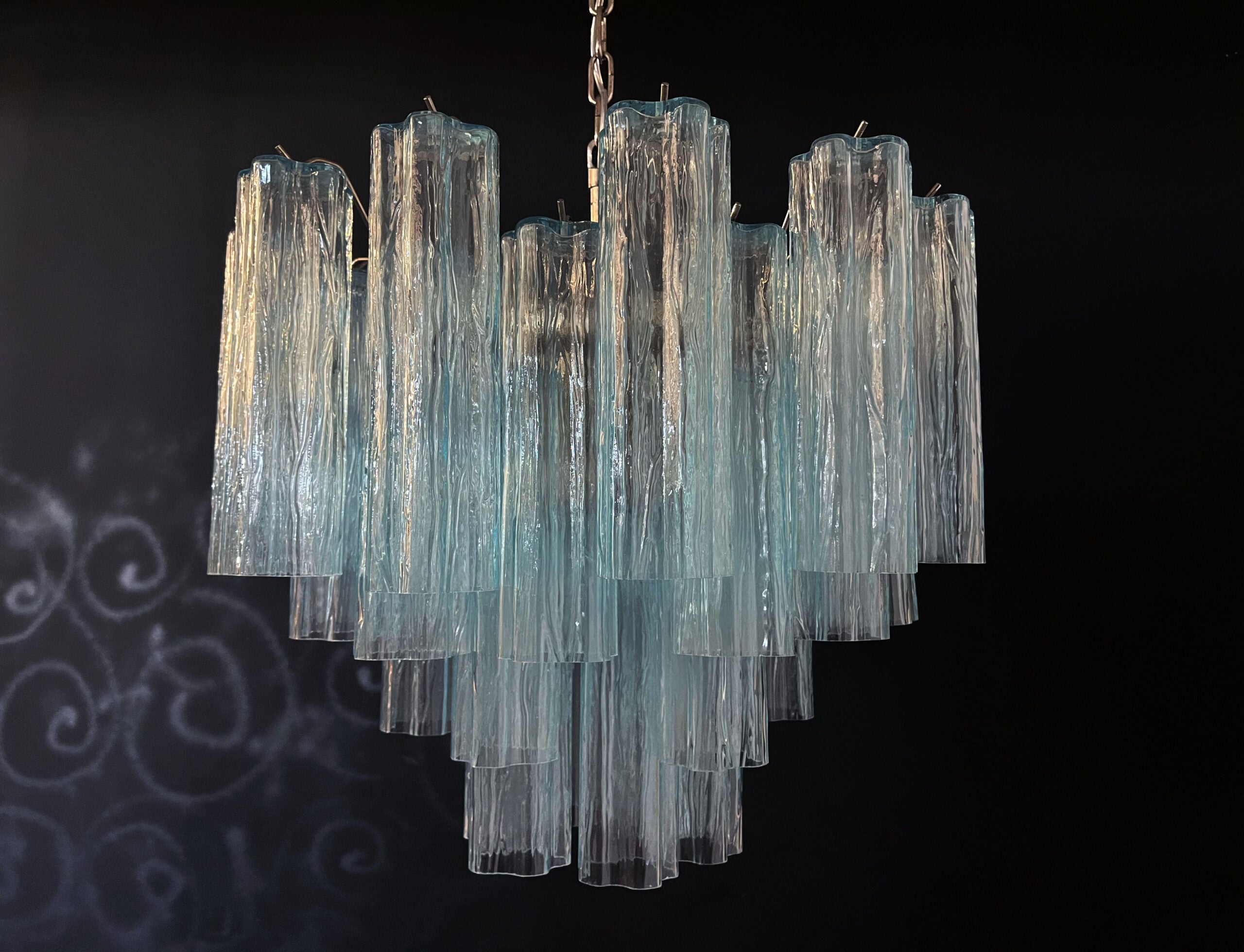 Murano Chandelier – 36 Blue Tube Glass – detail 3 – Murano Classics