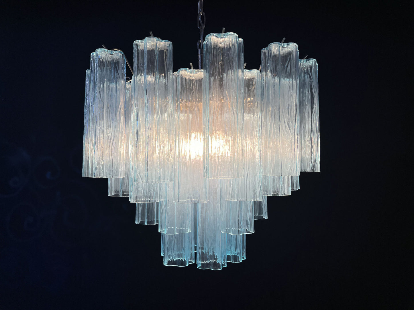 Murano Chandelier | 36 Blue Glass Tubes