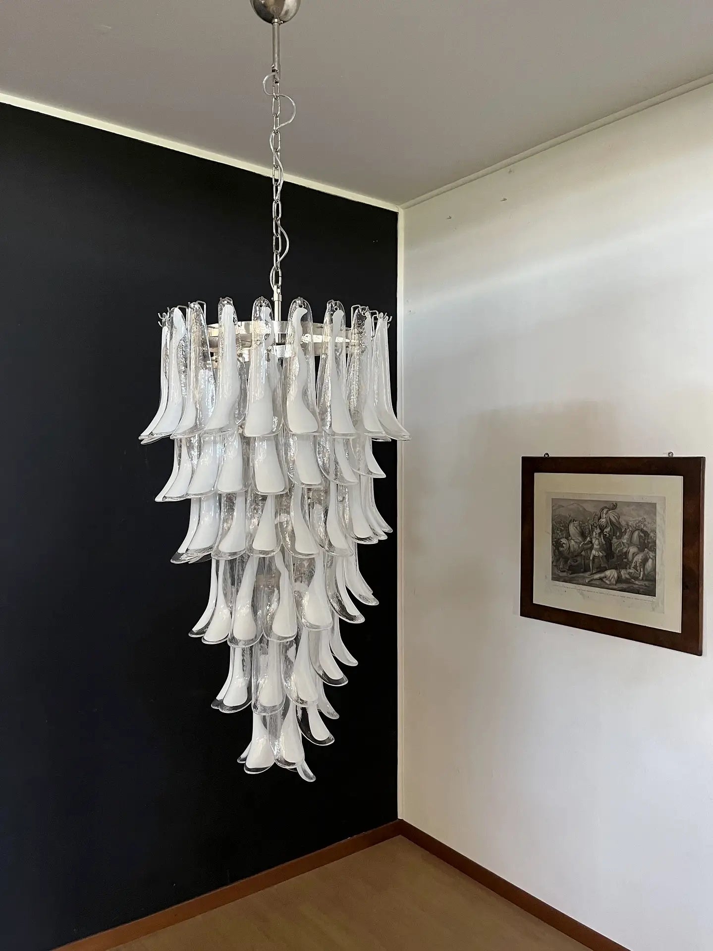 Murano Kroonluchter | 83 Witte Mazzega Petalen Glas