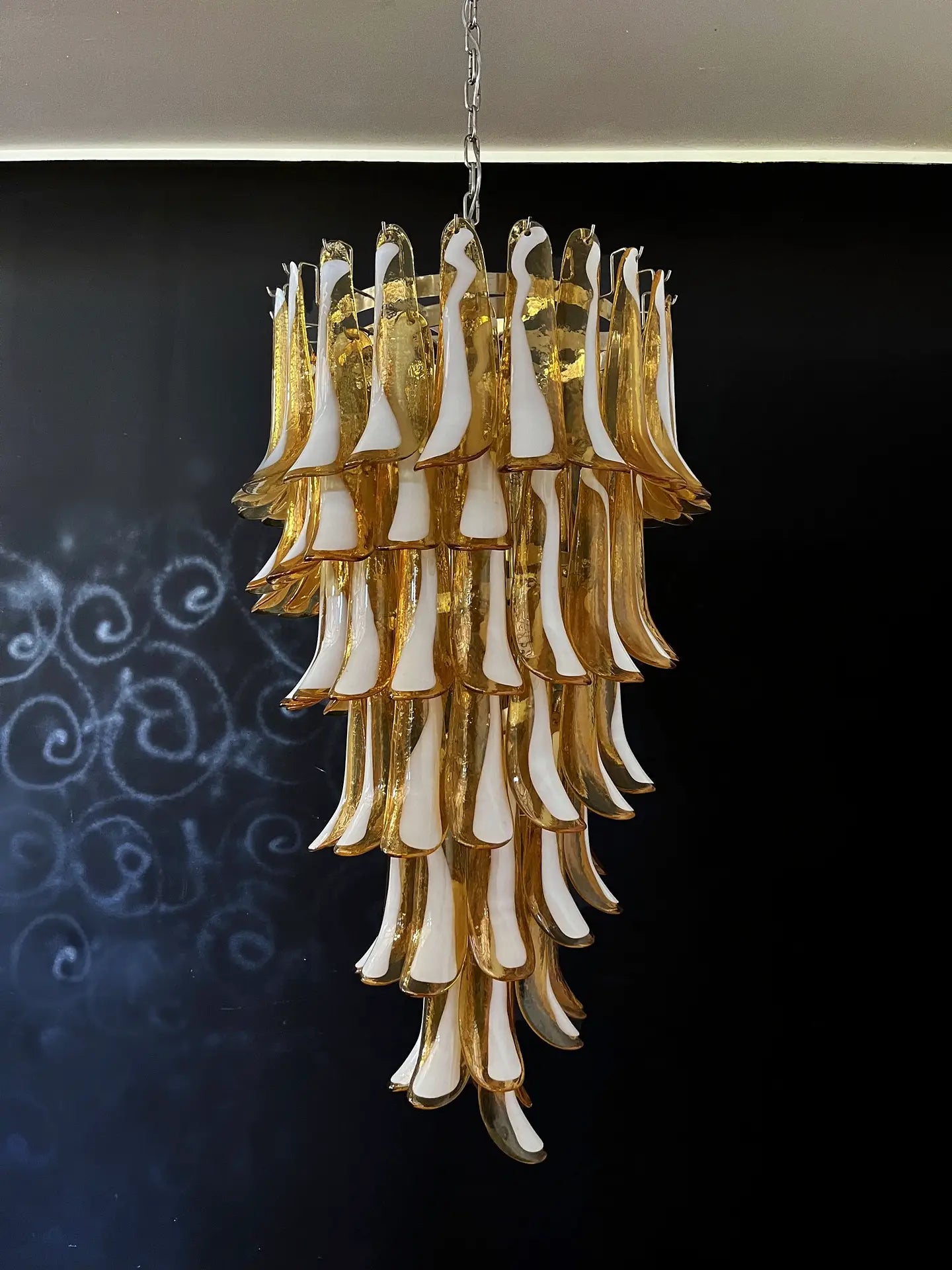 Murano Chandelier | 83 Caramel-Colored Petal Glass