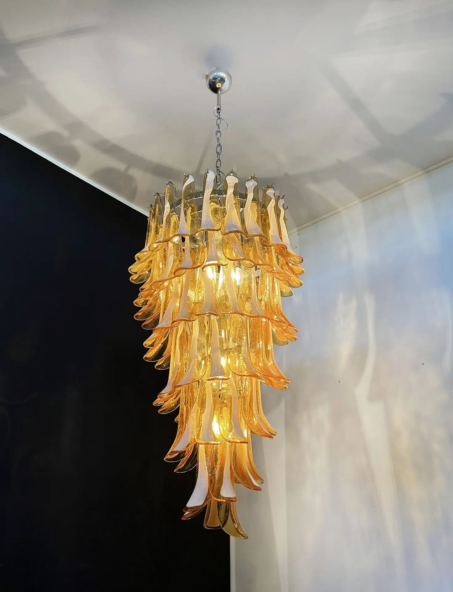 Murano Chandelier | 83 Caramel-Colored Petal Glass