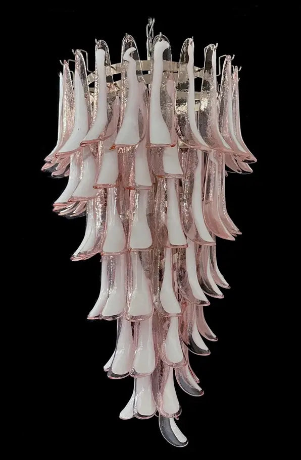 Lampadario Murano | 83 Petali di Vetro Rosa