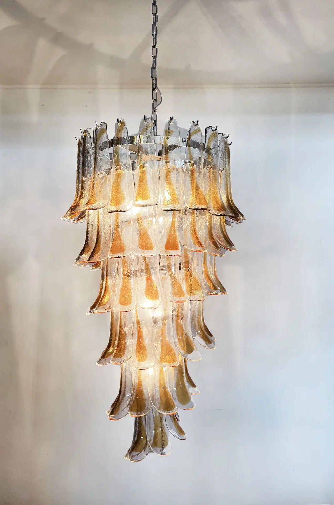Murano Chandelier | 83 Clear and Yellow Petal Glass