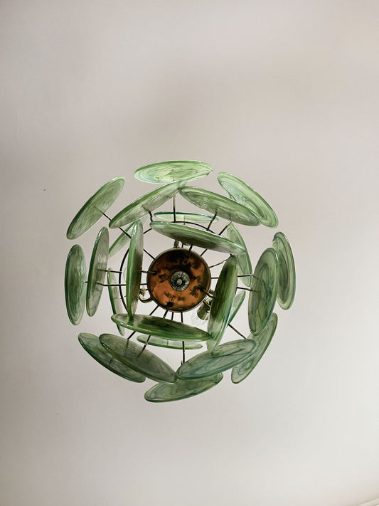 Murano Lysekrone | 24 Grønne Glassdisker