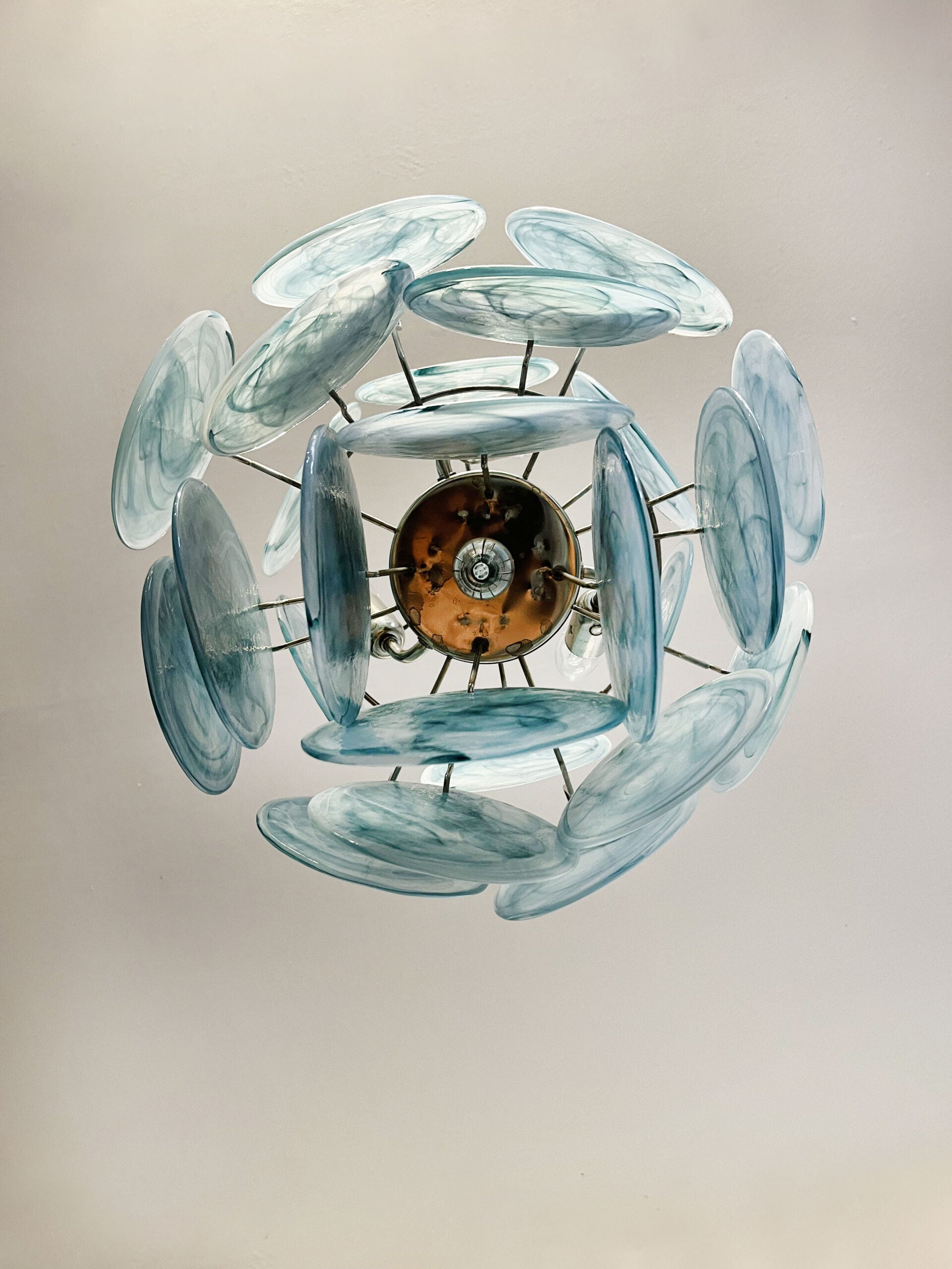 Lampadario Murano – 24 Vetri a Dischi Blu – dettaglio 1 – Murano Classics