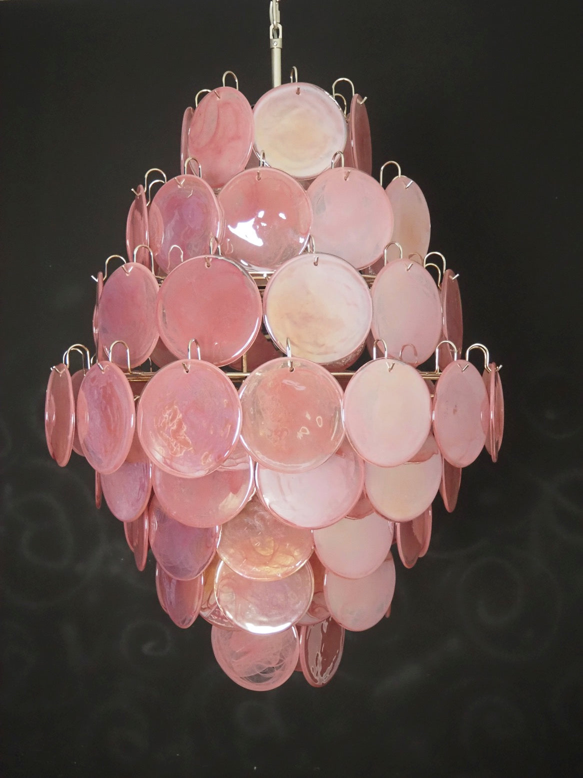Murano Chandelier – 87 Pink Disc Glass – detail 5 – Murano Classics