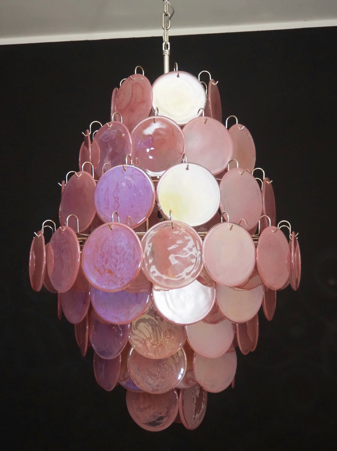 Murano Chandelier – 87 Pink Disc Glass – detail 4 – Murano Classics